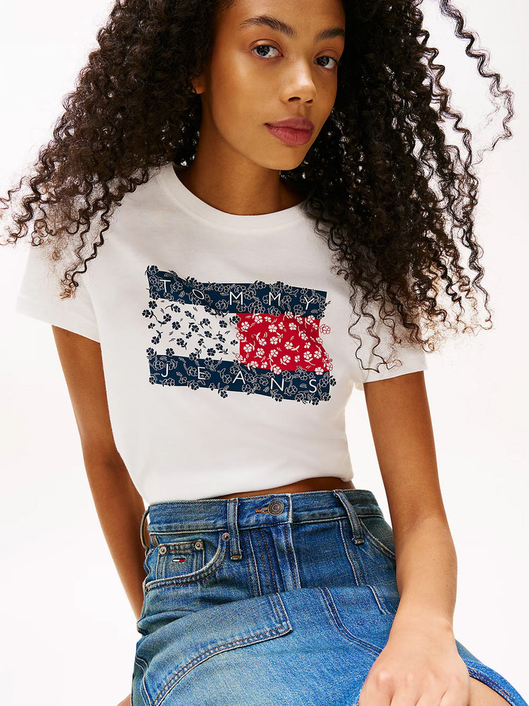 Γυναικείο t-shirt TJW REG FLORAL FLAG TEE DW0DW20897YBL | DW0DW20897YBL