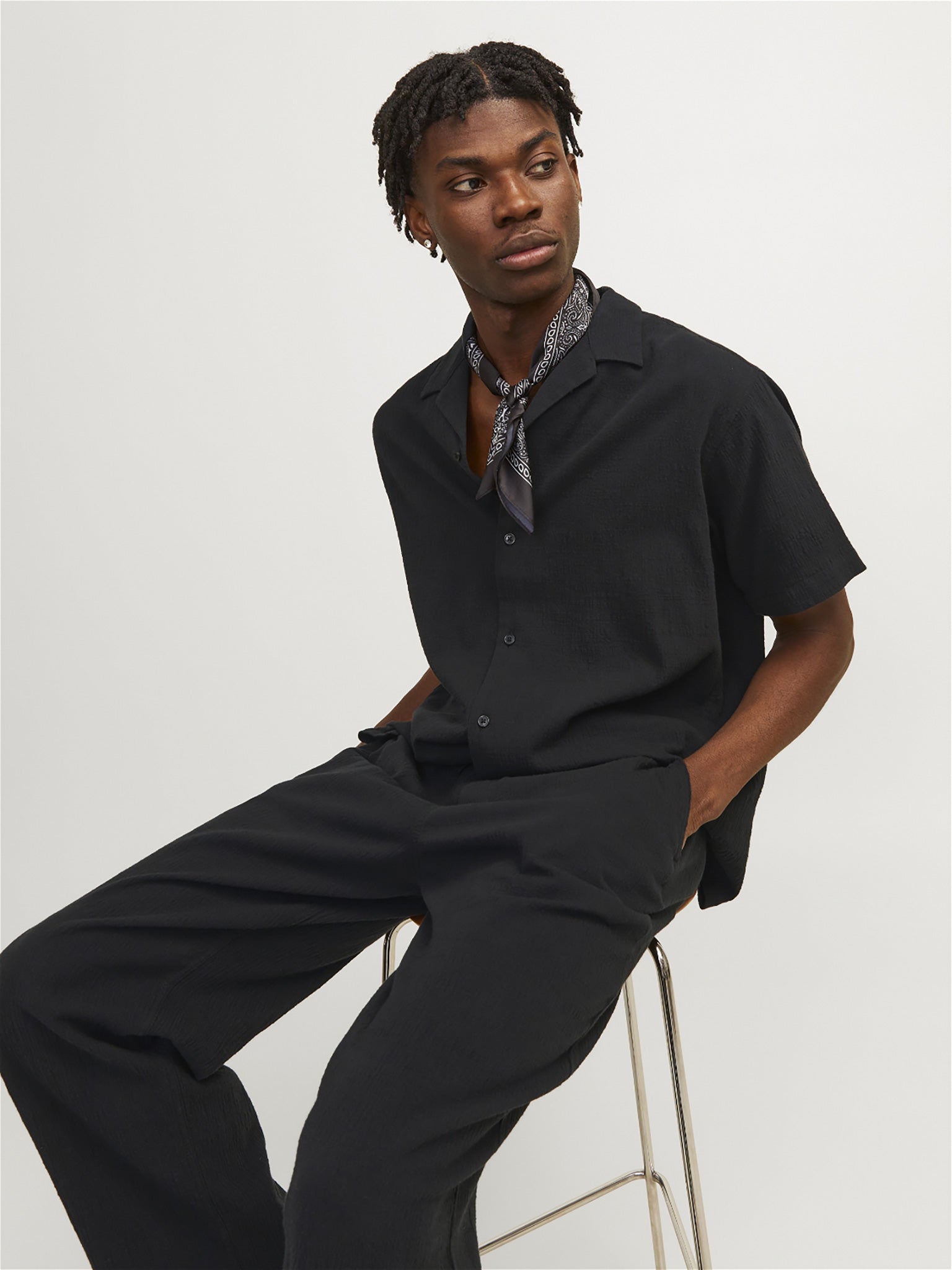 Ανδρικό πουκάμισο γκοφρέ JORLUKE CRINKLE RESORT SHIRT 12255781 | 12255781