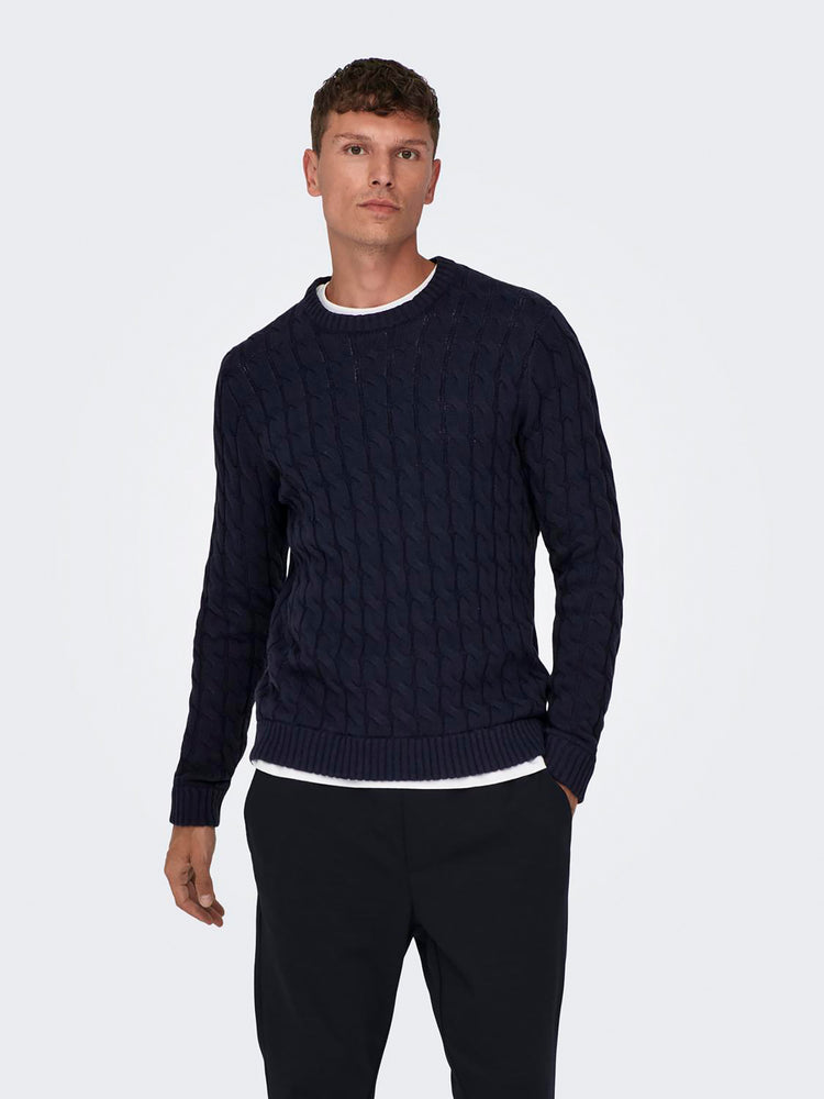 Ανδρική μπλούζα πλεκτή ONSKICKER LIFE REG 3 CABLE CREW KNIT 22026504 | 22026504