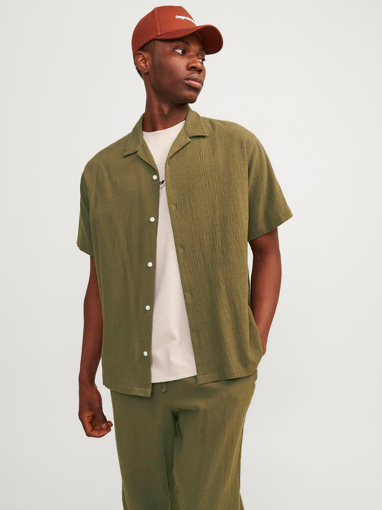 Ανδρικό πουκάμισο γκοφρέ JORLUKE CRINKLE RESORT SHIRT 12255781 | 12255781