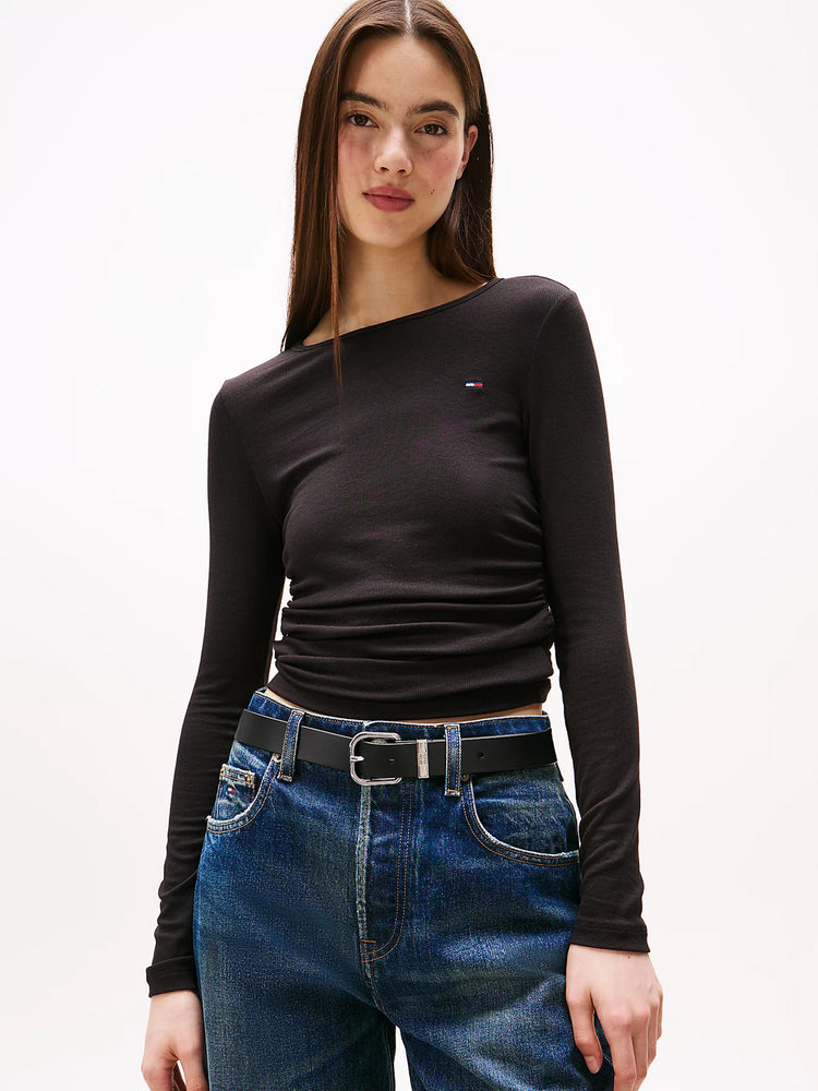 Γυναικεία μπλούζα ριπ TJW SLIM RUCHED LS TOP DW0DW21568BDS | DW0DW21568BDS