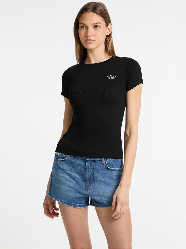 Γυναικείο t-shirt ριπ embro slim - organic cotton gunnar rib W5GP62KA0H1JBLK | W5GP62KA0H1JBLK