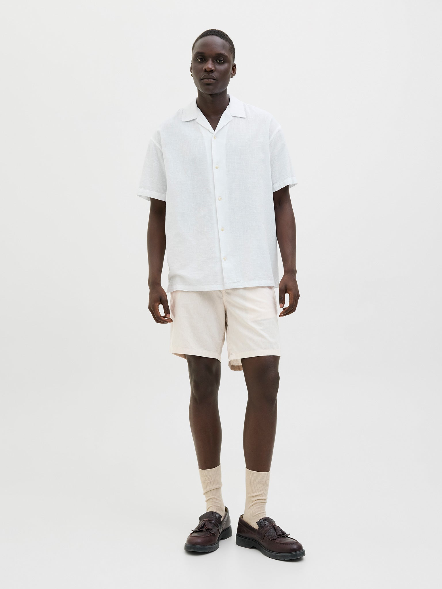 Ανδρική βερμούδα chinos feather gray JPSTACE SUMMER LINEN BLEND SHORT 12248627 | 12248627