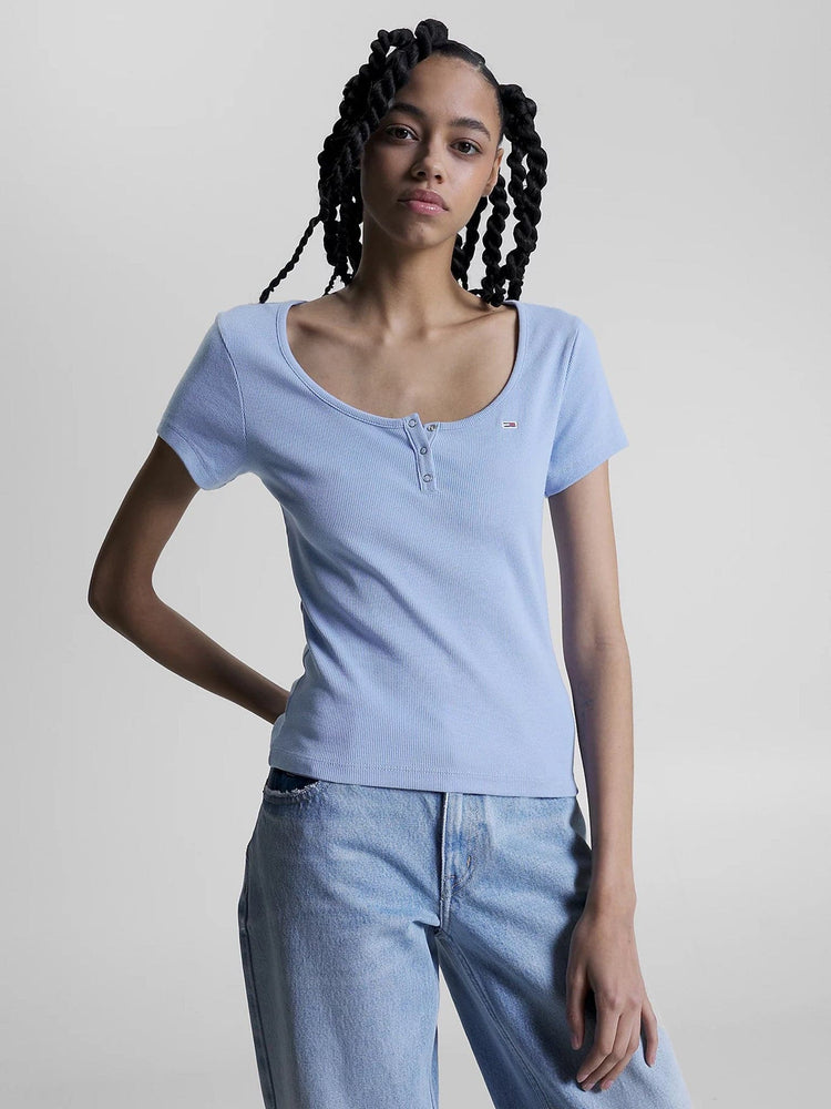 Γυναικεία μπλούζα RIB-KNIT SLIM FIT T-SHIRT DW0DW16107C3X | DW0DW16107C3X