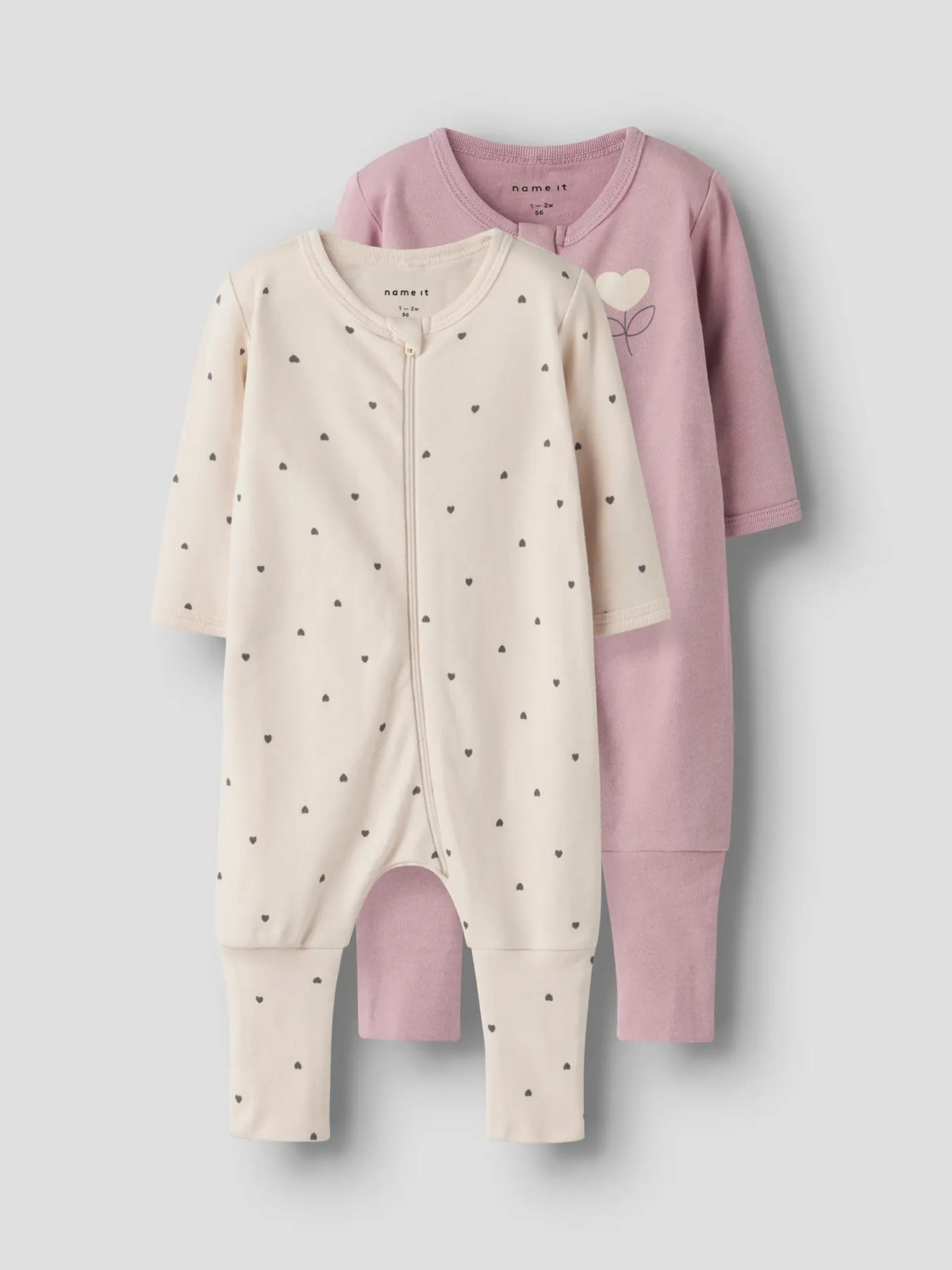 Βρεφικά φορμάκια σετ 2 τεμ NBFNIGHTSUIT 2P ZIP FF HEART NOOS 13248514 | 13248514