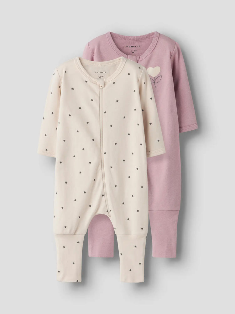 Βρεφικά φορμάκια σετ 2 τεμ NBFNIGHTSUIT 2P ZIP FF HEART NOOS 13248514 | 13248514