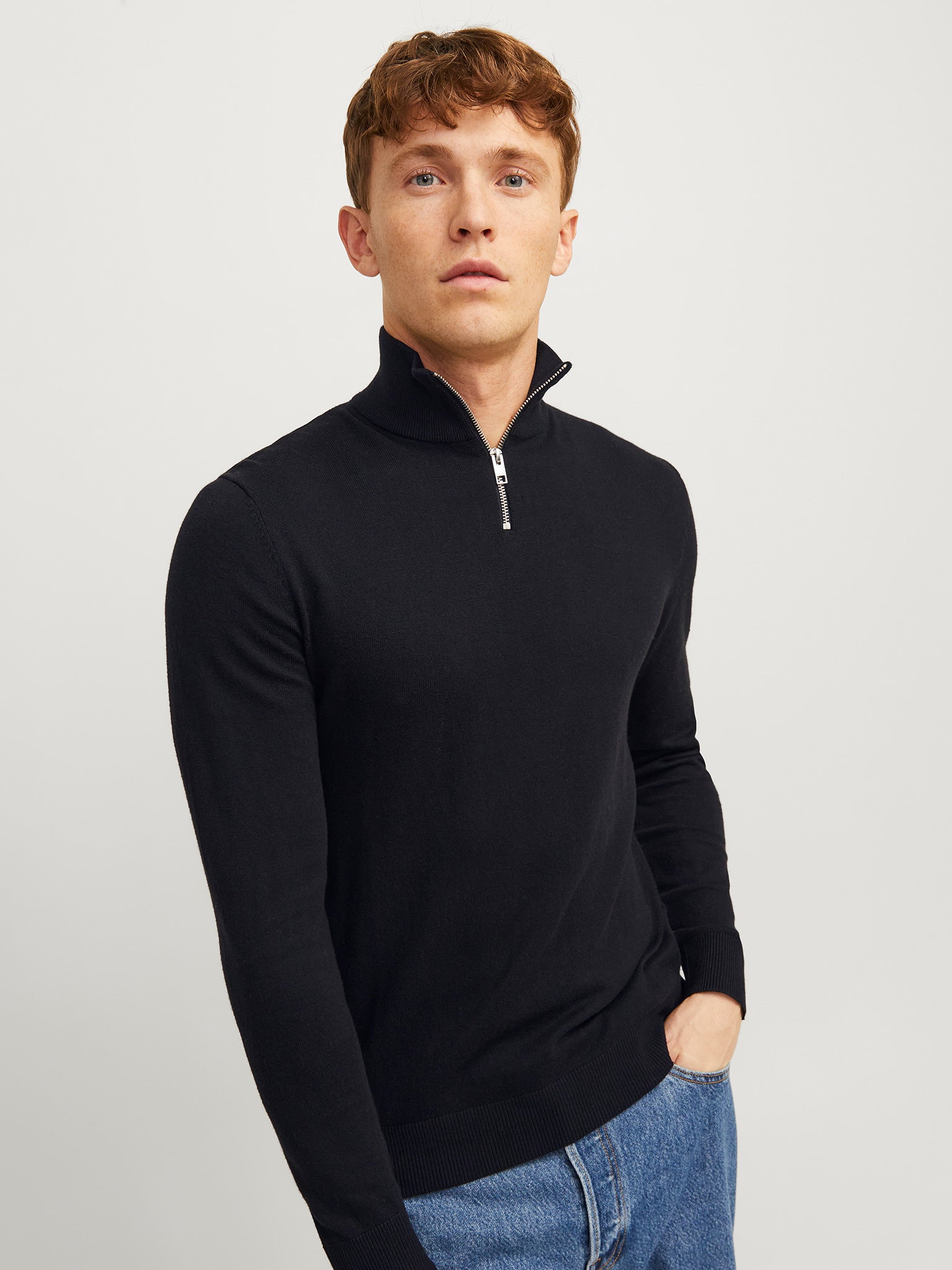 Ανδρική μπλούζα πλεκτή JJEEMIL KNIT HALF ZIP NOOS 12189339 | 12189339