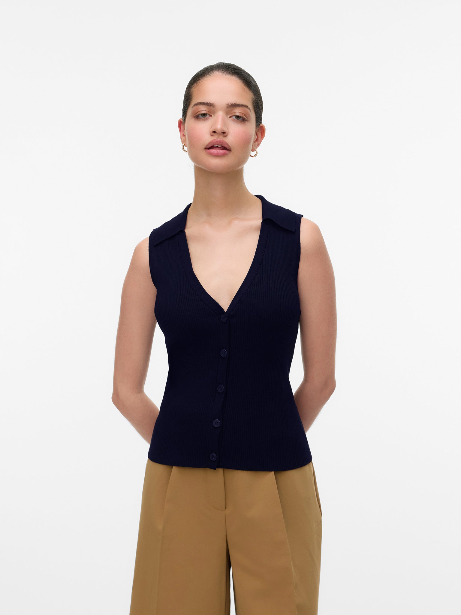 Γυναικεία αμάνικη μπλούζα VMWILLOW SL V-NECK POLO TOP 10330770 | 10330770
