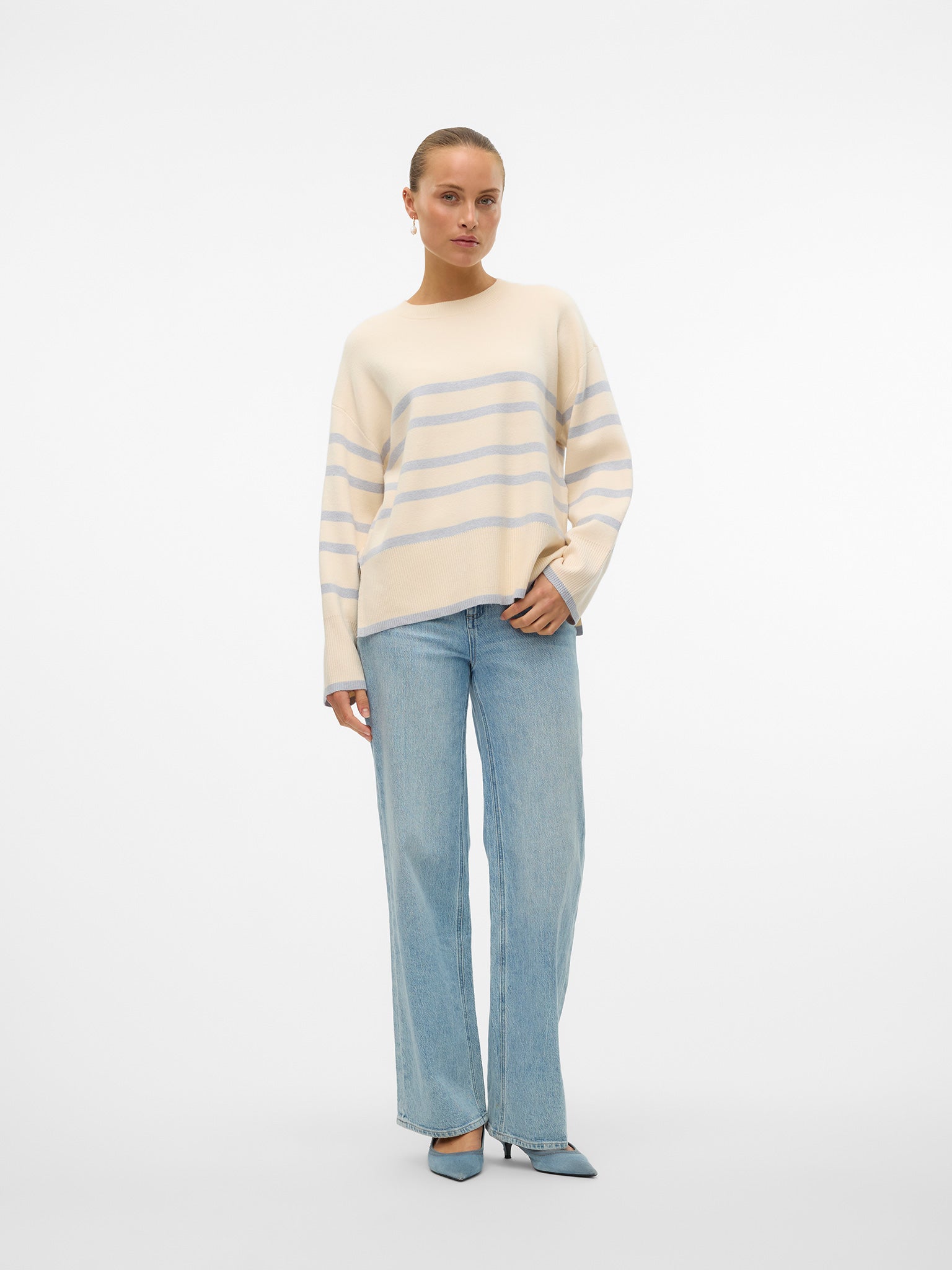 Γυναικεία μπλούζα πλεκτή VMSABA LS O-NECK STRIPE PULLOVER GA NOOS 10278319 | 10278319