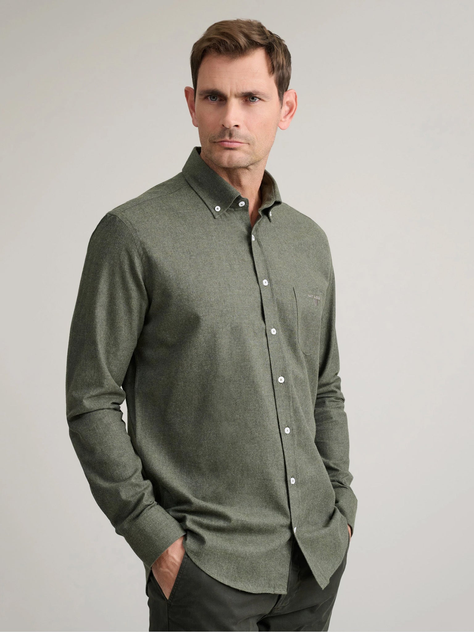 Ανδρικό πουκάμισο deep olive 24NG.CA269/1B | 24NG.CA269/1B