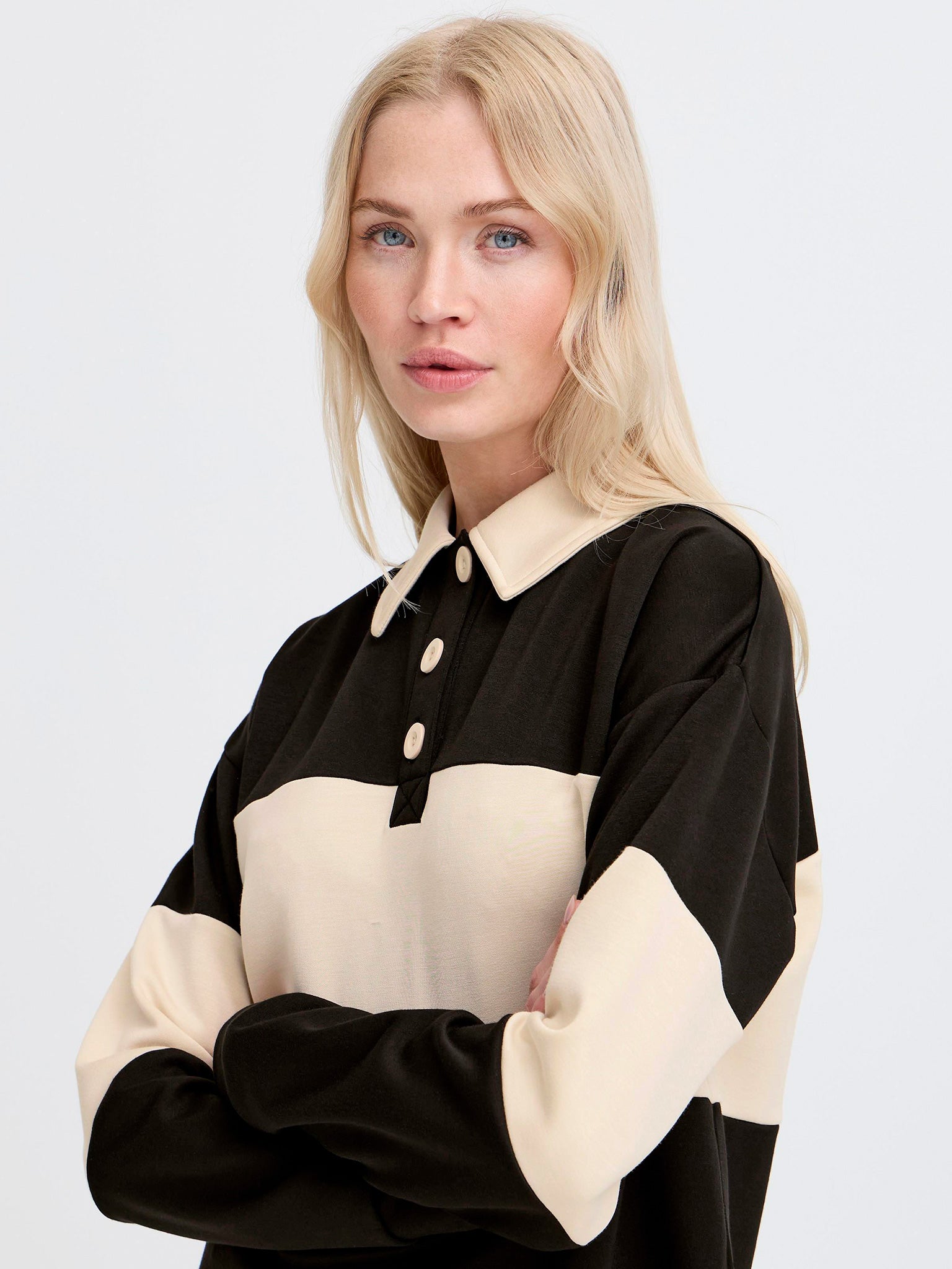 Γυναικεία μπλούζα polo BYPUSTI CONTRAST POLO PULLOVER 20818054 | 20818054