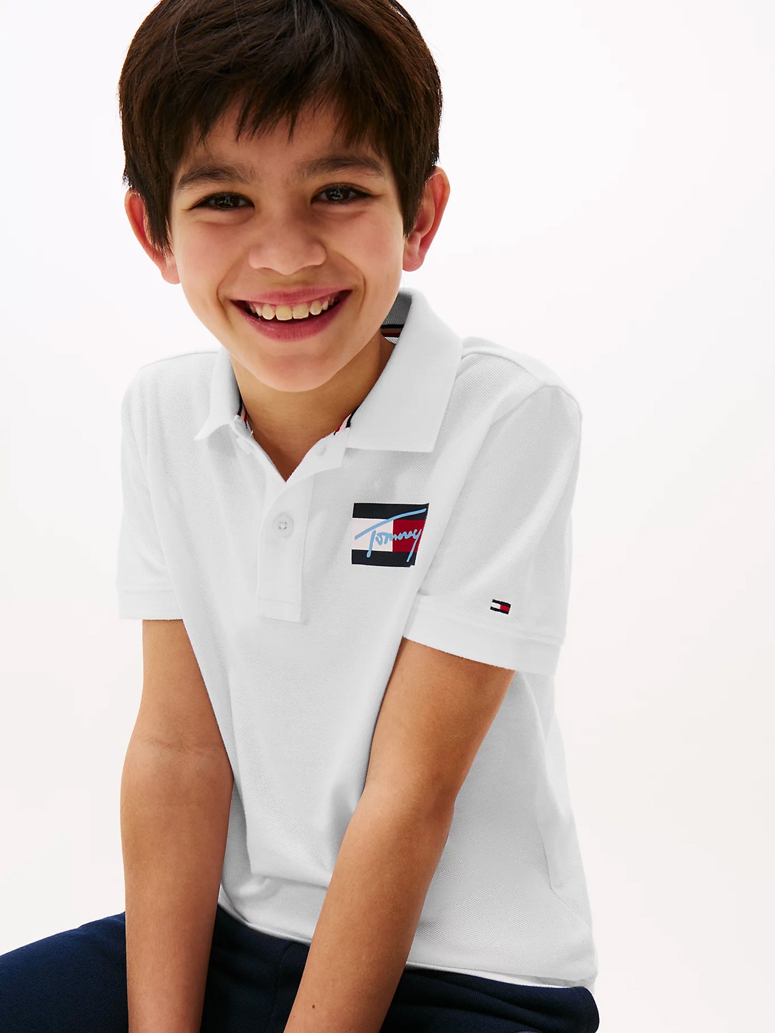Παιδικό polo TOMMY SCRIPT FLAG POLO SS KB0KB09711YBR | KB0KB09711YBR