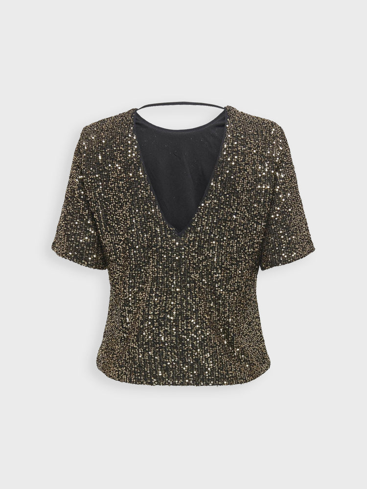 Γυναικεία μπλούζα παγιέτα ONLNEW GOLDIE SEQUIN SS TOP WVN CS 15336591 | 15336591