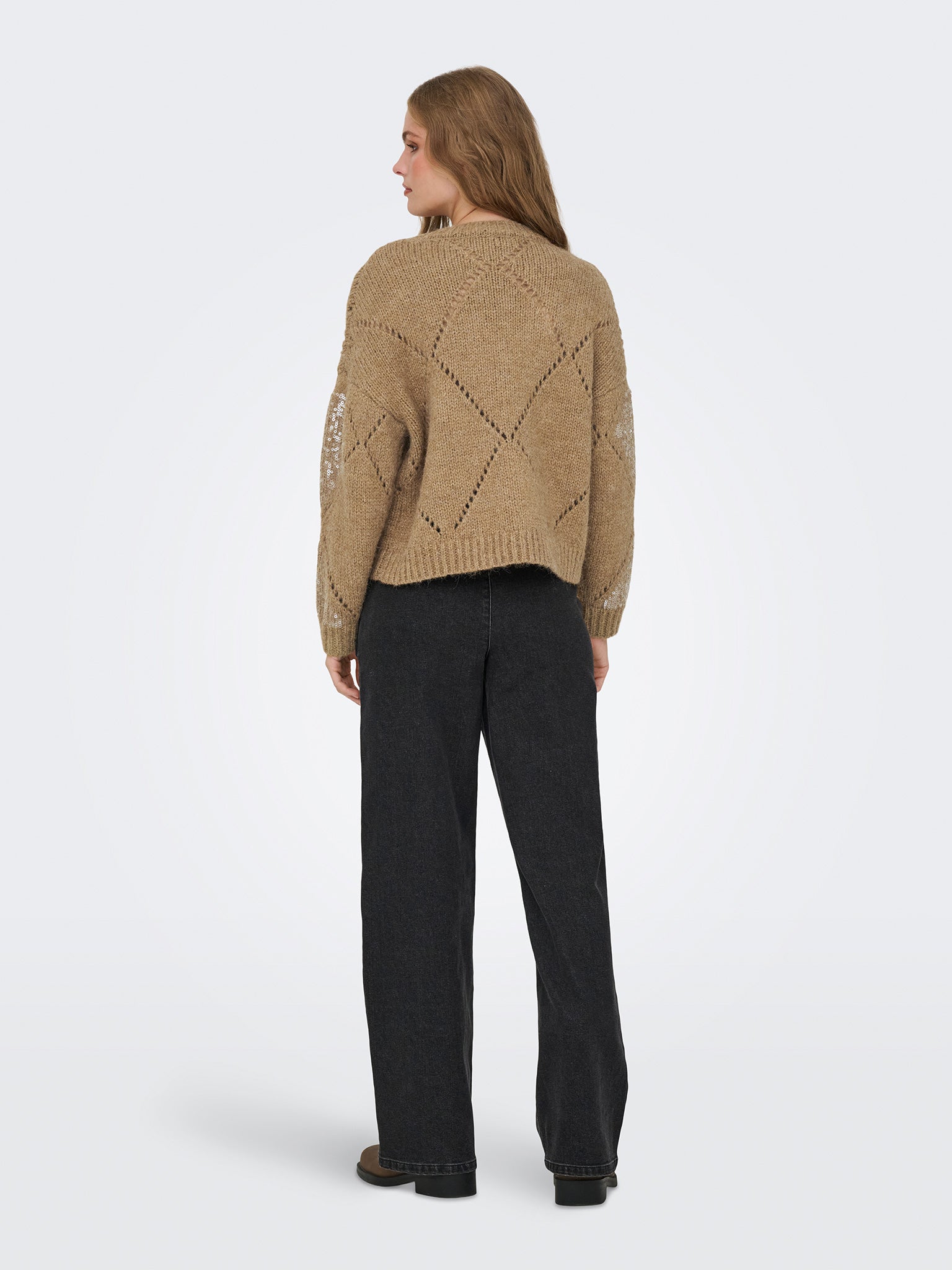 Γυναικεία μπλούζα πλεκτή ONLKANSAS LIFE LS SEQUINS O-NECK KNT 15358402 | 15358402