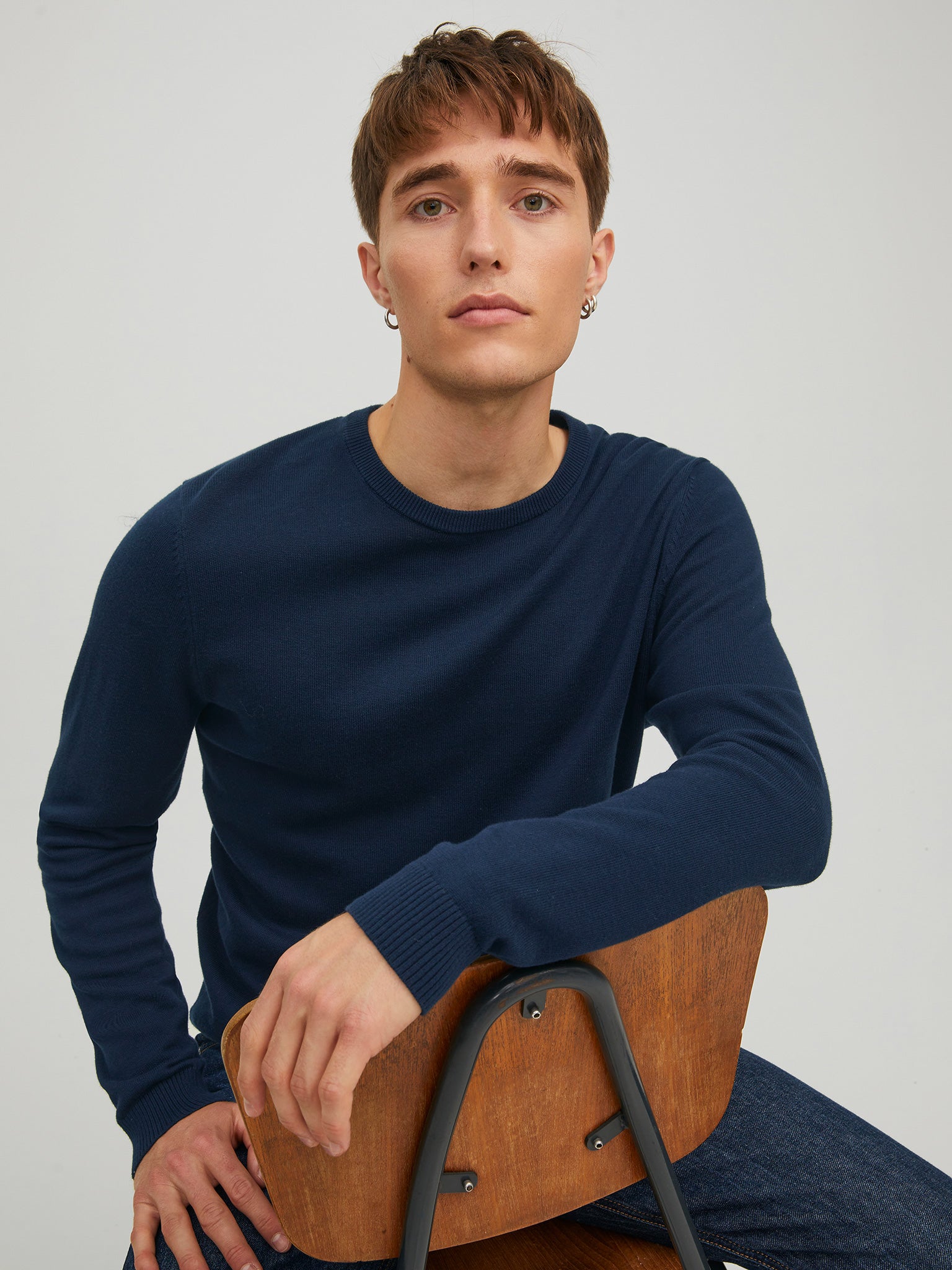 Ανδρική μπλούζα JJEBASIC KNIT CREW NECK NOOS 12137190 | 12137190