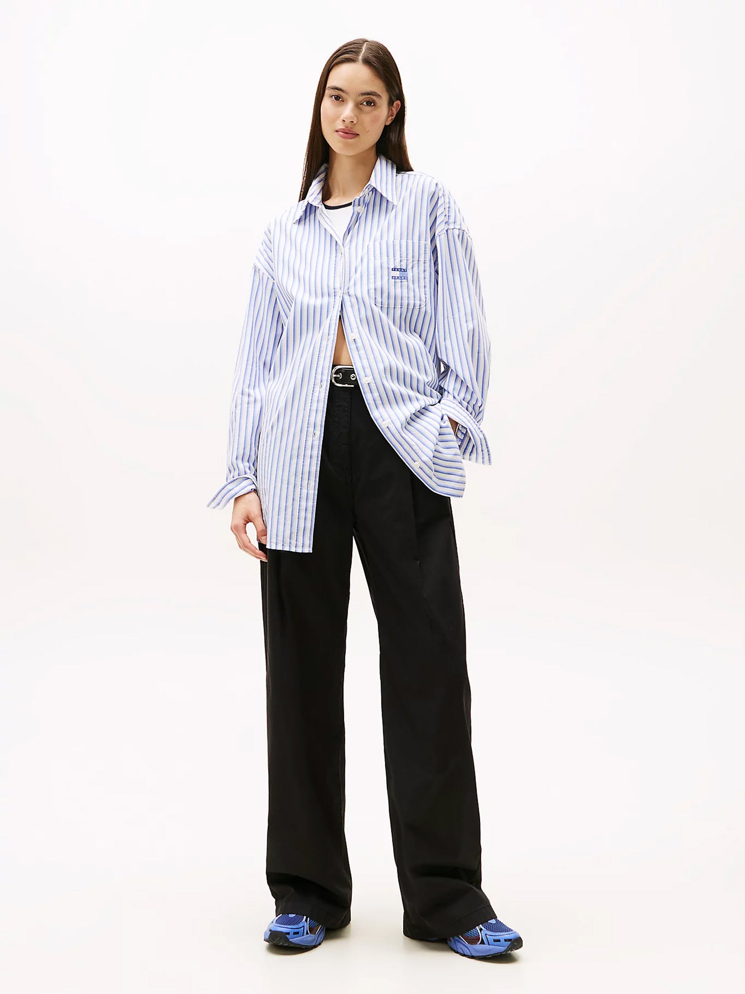 Γυναικείο παντελόνι chinos TJW WIDE LEG CHINO DW0DW21698BDS | DW0DW21698BDS
