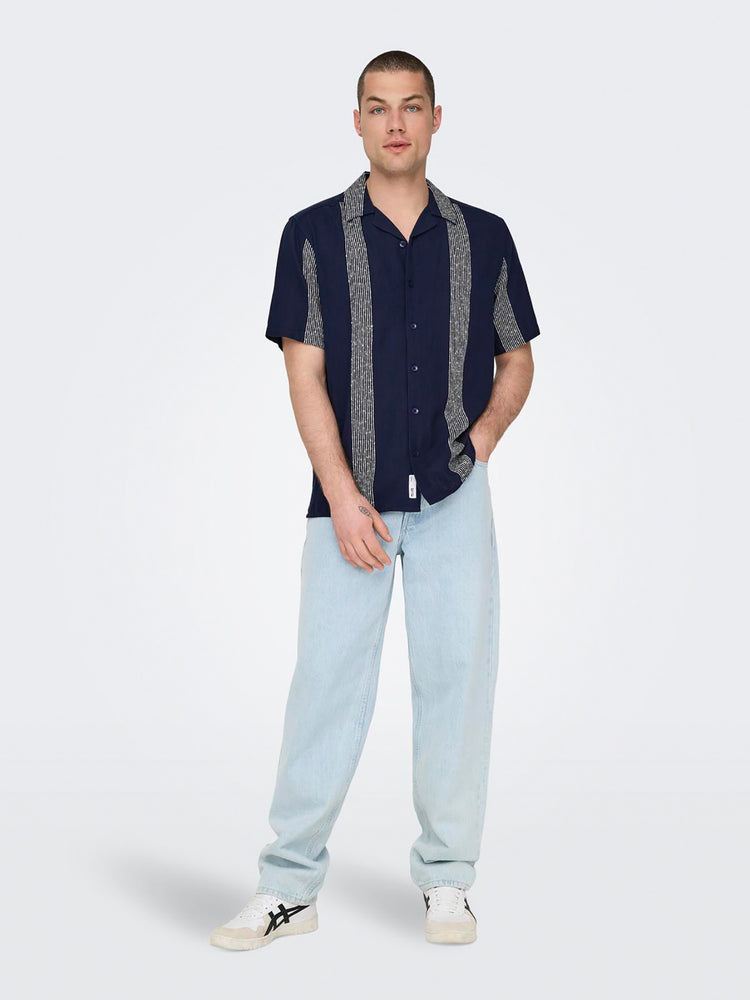 Ανδρικό πουκάμισο ONSAVI REG SS BOUCLE STRPE RESORT SHIRT 22029108 | 22029108