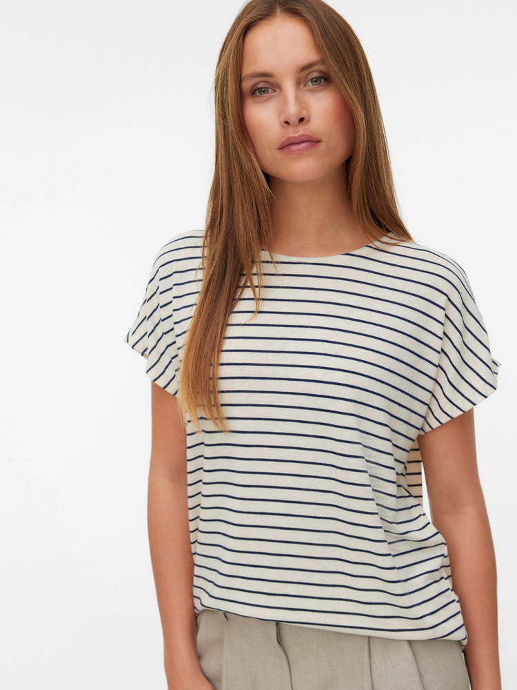 Γυναικεία μπλούζα ριγέ VMHOLLI CAP SLEEVE O-NECK TOP JRS 10339728 | 10339728