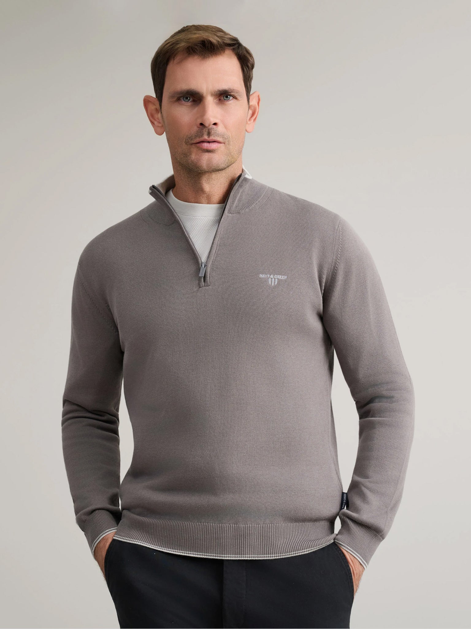 Ανδρική μπλούζα πλεκτή Warm grey 24YM.923/LZ.4 | 24YM.923/LZ.4