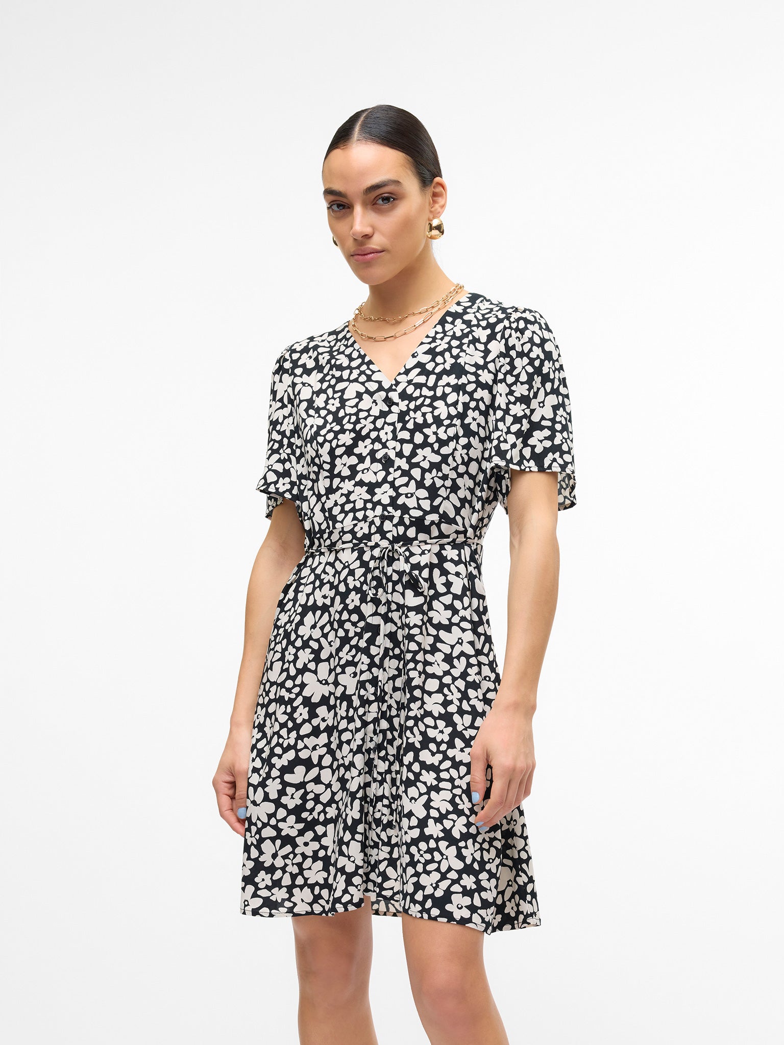 Γυναικείο φόρεμα φλοράλ VMALBA SS SHORT DRESS WVN NOOS 10292845 | 10292845
