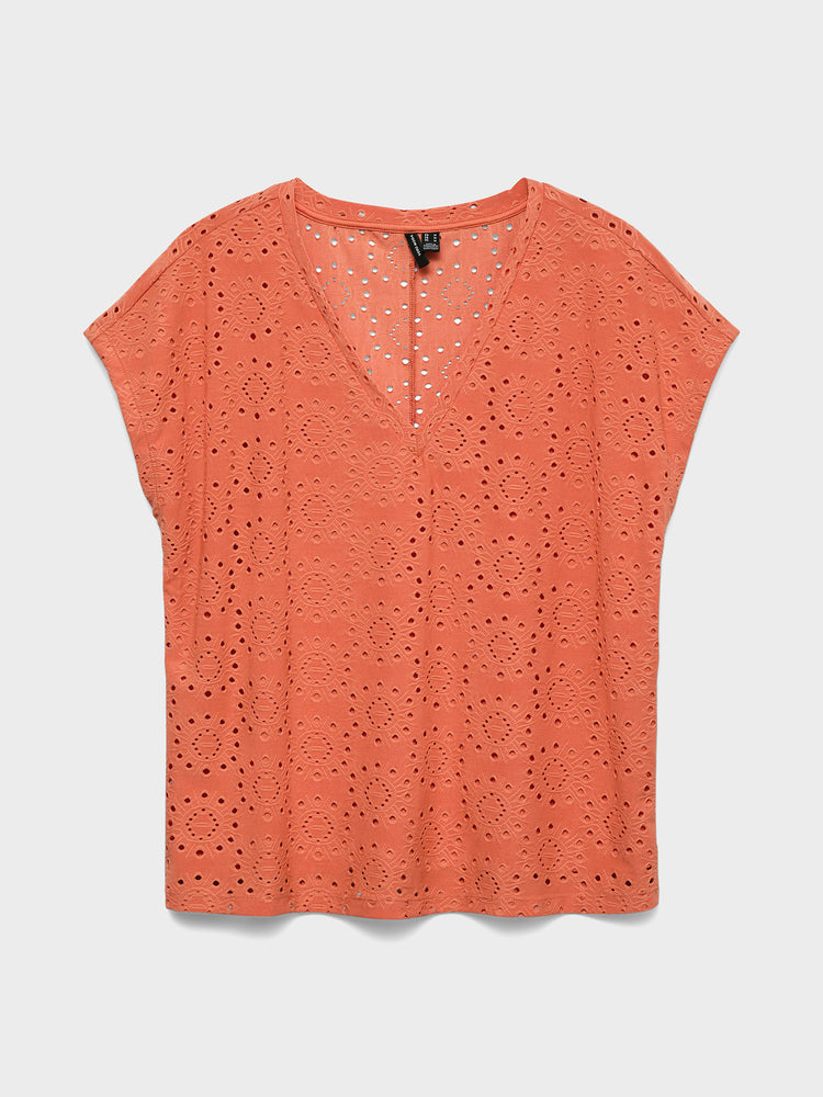 Γυναικεία μπλούζα κιπούρ VMTASSA LIV SS V-NECK TOP JRS 10344367 | 10344367