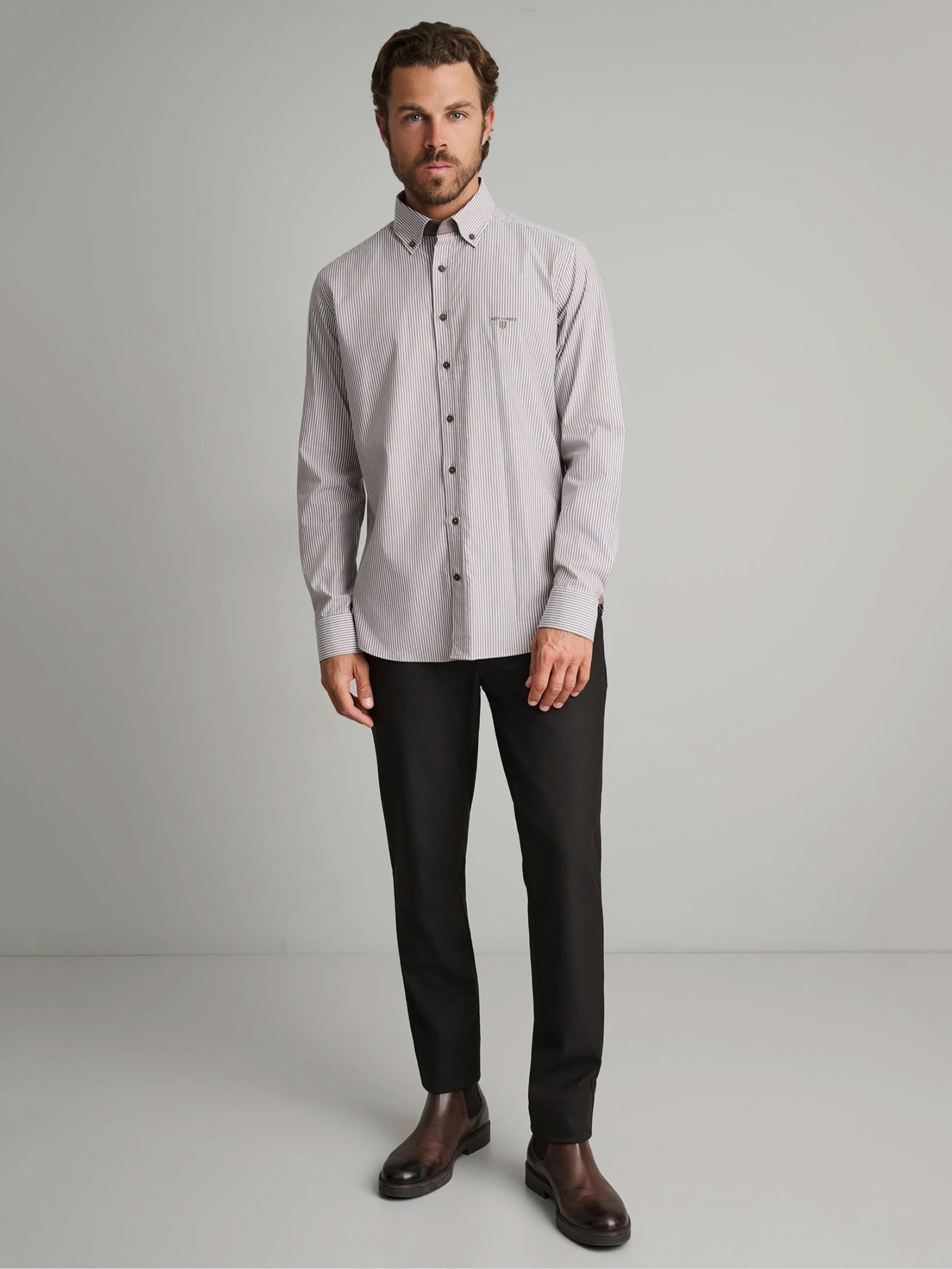 Ανδρικό πουκάμισο faded brown/white | 24NG.BX248/1B