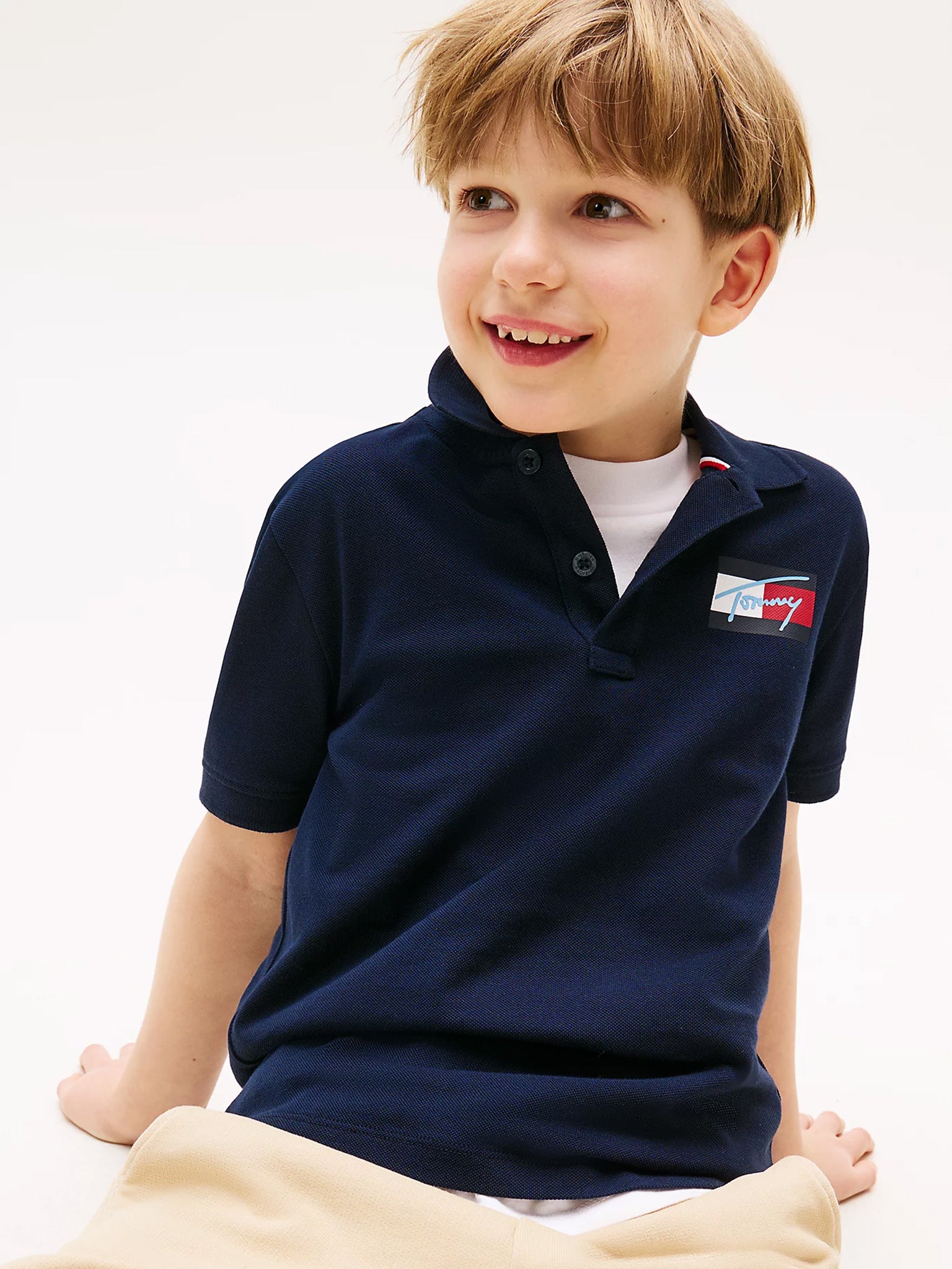 Παιδικό polo TOMMY SCRIPT FLAG POLO SS KB0KB09711C1G | KB0KB09711C1G