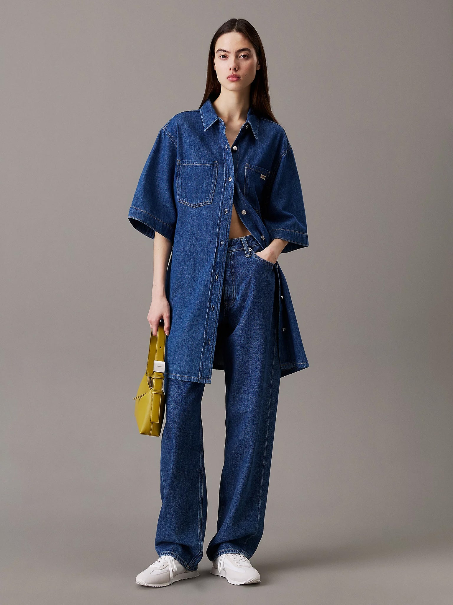 Γυναικείο φόρεμα τζιν LINEN BOXY BELTED SHIRT DRESS J20J2251691A4 | J20J2251691A4