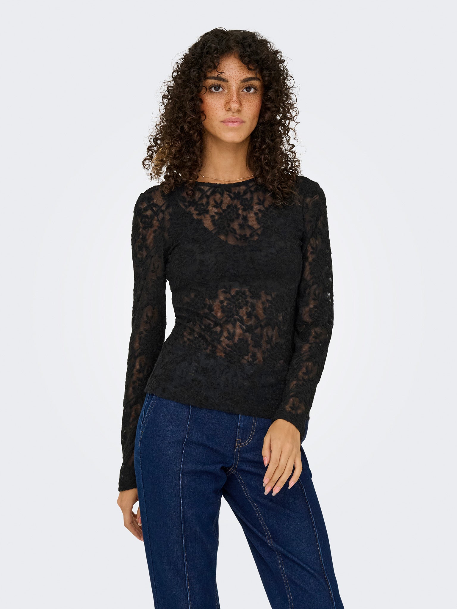 Γυναικεία μπλούζα με διαφάνεια ONLBLAISE L/S TOP JRS 15356155 | 15356155