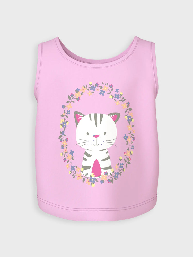 Παιδική μπλούζα μακό flower cat NMFVIGEA TANK SHORT TOP 13241642 | 13241642