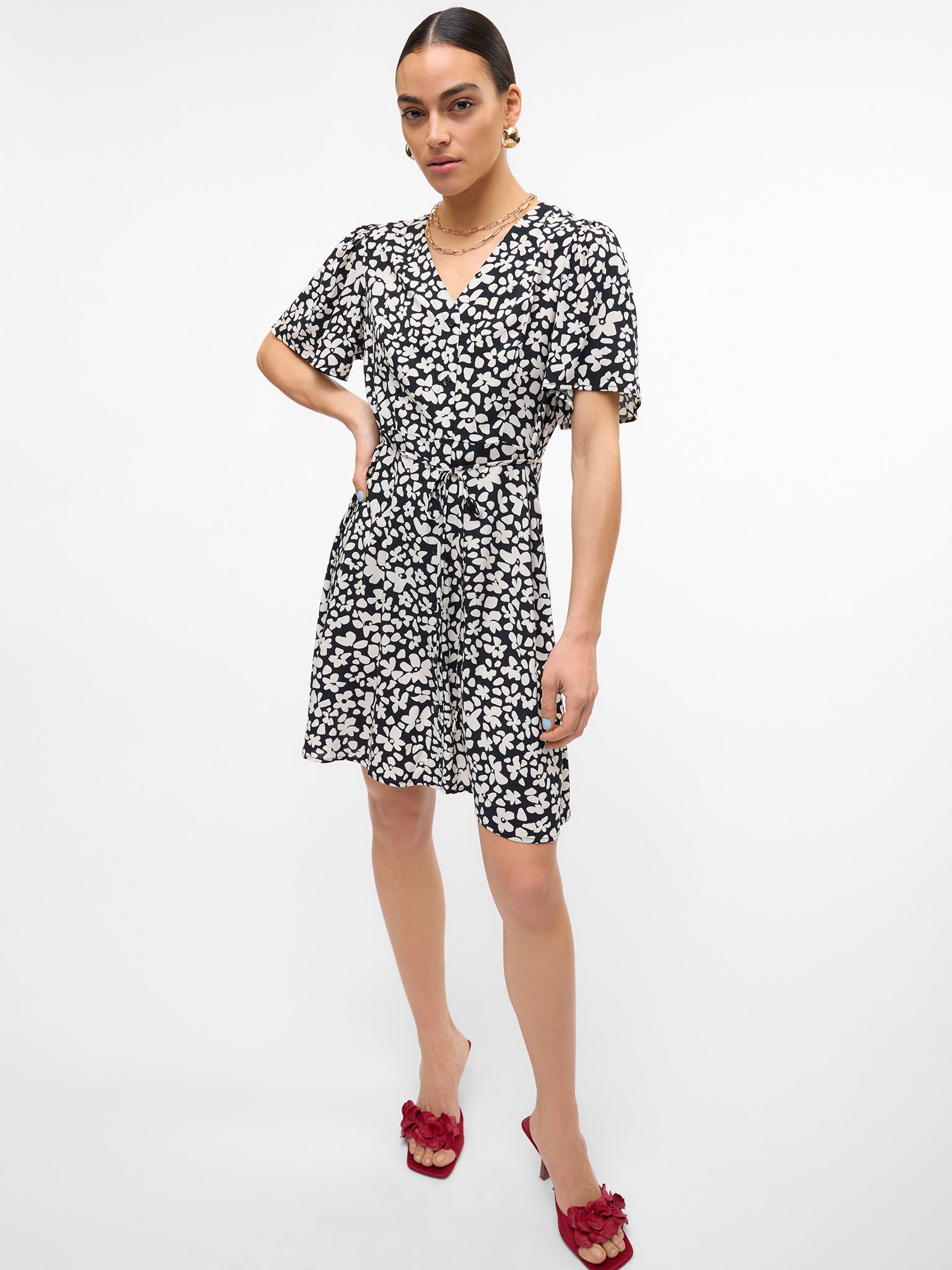 Γυναικείο φόρεμα φλοράλ VMALBA SS SHORT DRESS WVN NOOS 10292845 | 10292845