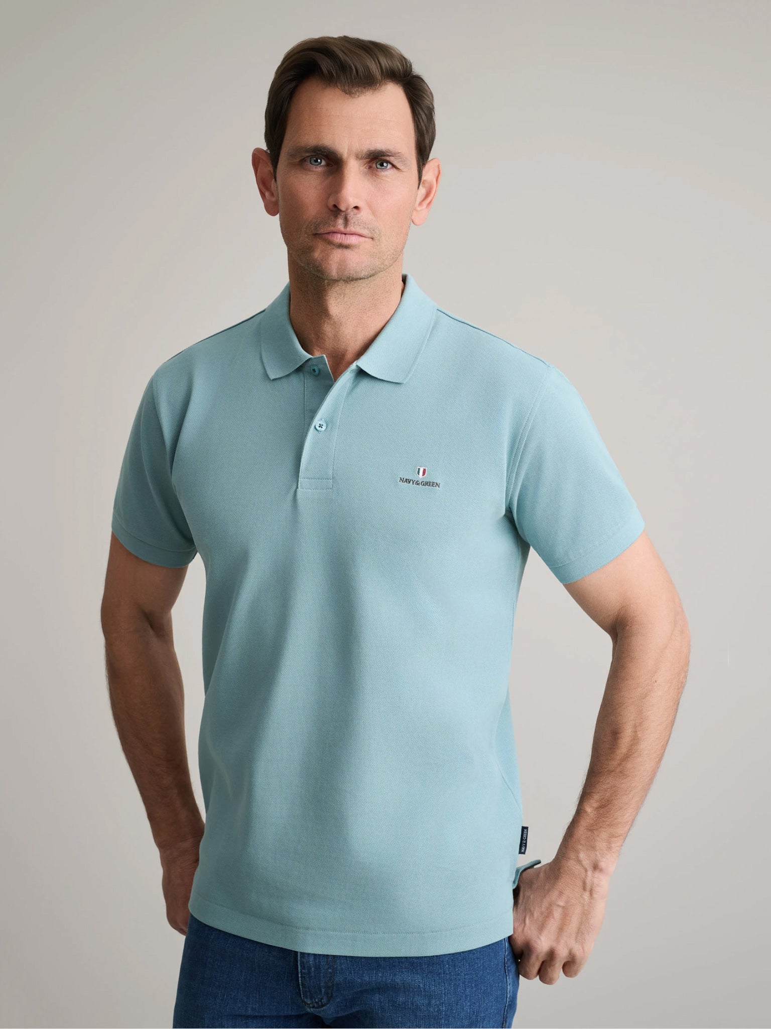 Ανδρικό polo dusty turquoise 24GE.300.9 | 24GE.300.9