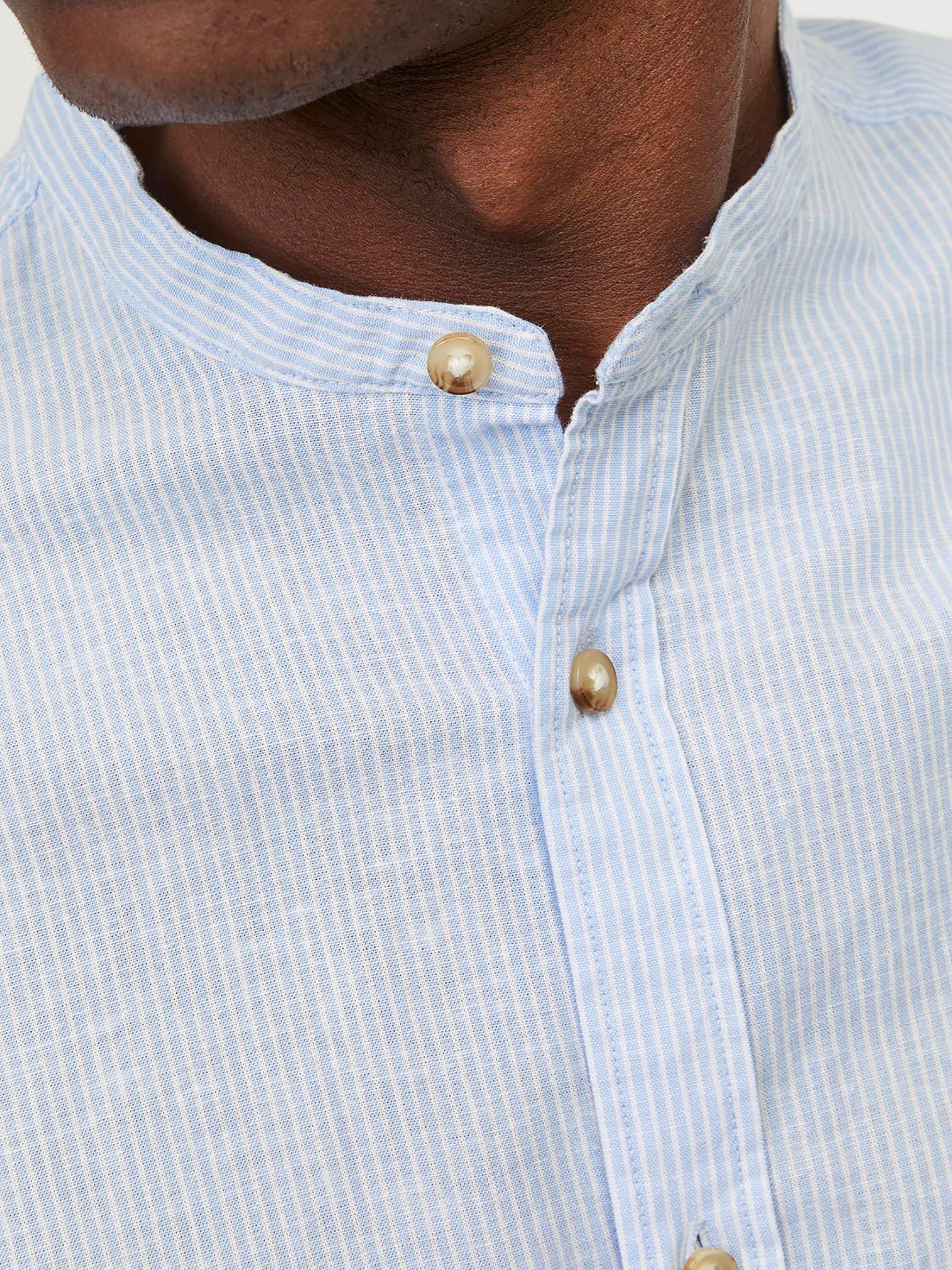 Ανδρικό πουκάμισο λινό JJESUMMER BAND LINEN BLEND SHIRT LS SN 12248385 | 12248385