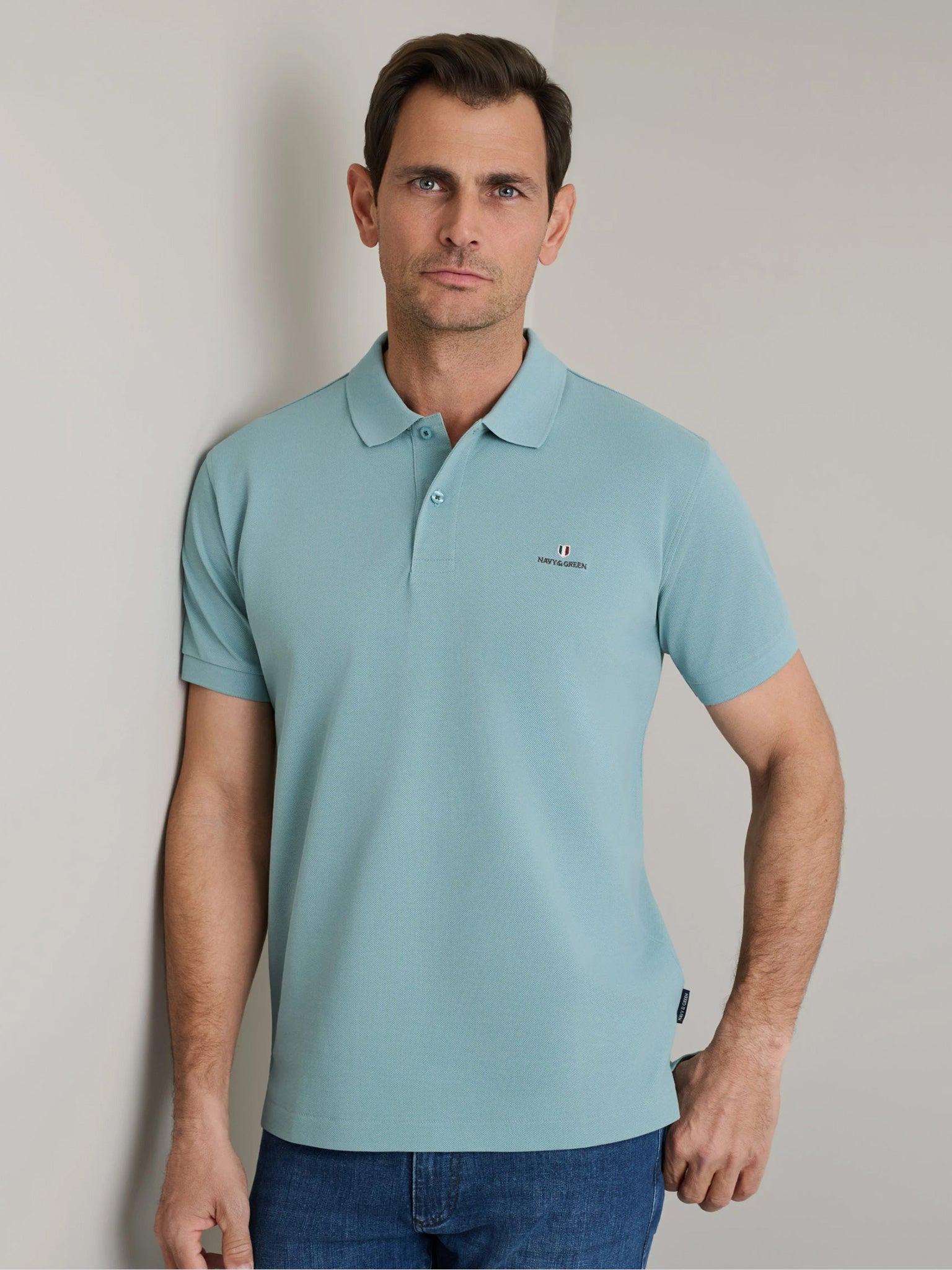 Ανδρικό polo dusty turquoise 24GE.300.9 | 24GE.300.9