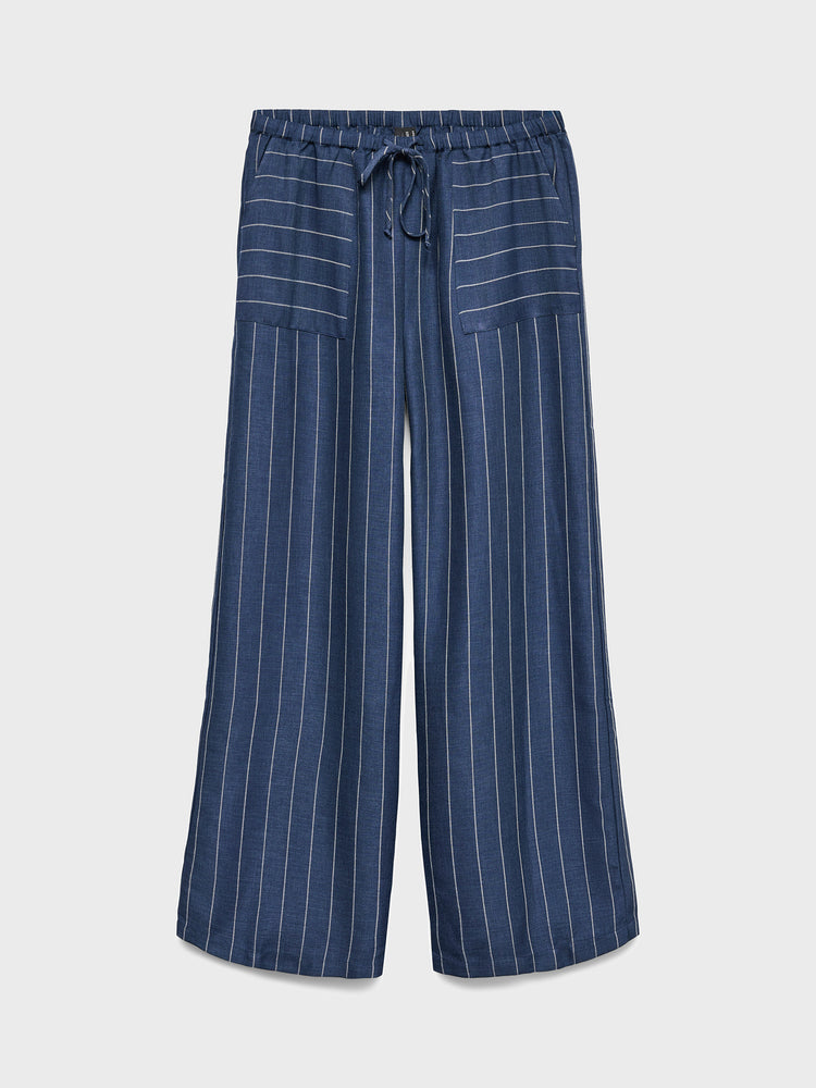 Γυναικείο παντελόνι ριγέ VMODETTE NW WIDE TROUSERS WVN 10343781 | 10343781