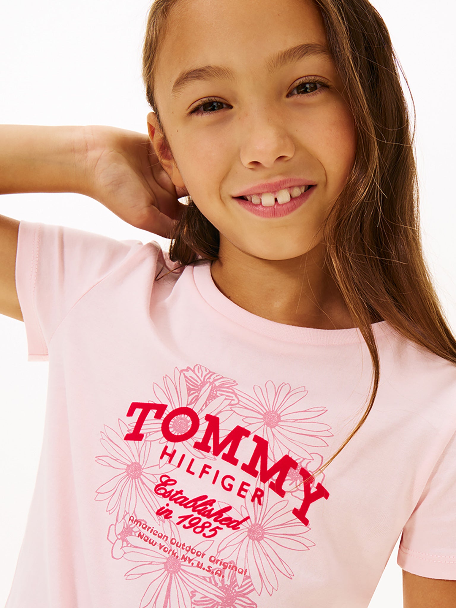 Παιδική μπλούζα flower TOMMY FLOCK FLOWER TEE SS KG0KG09257TG7 | KG0KG09257TG7
