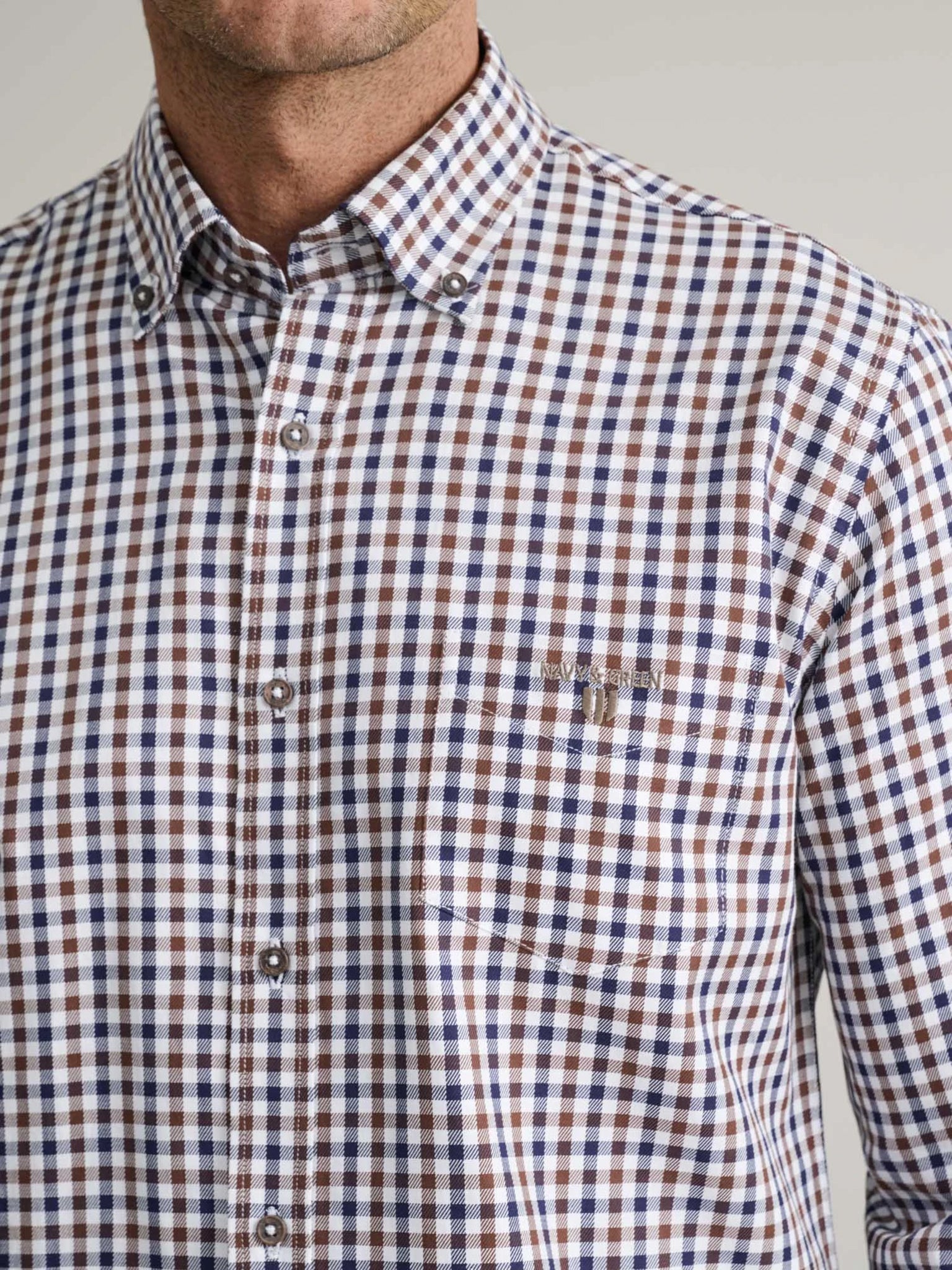 Ανδρικό πουκάμισο καρό blue/brown/white 24NG.CR113/1B | 24NG.CR113/1B