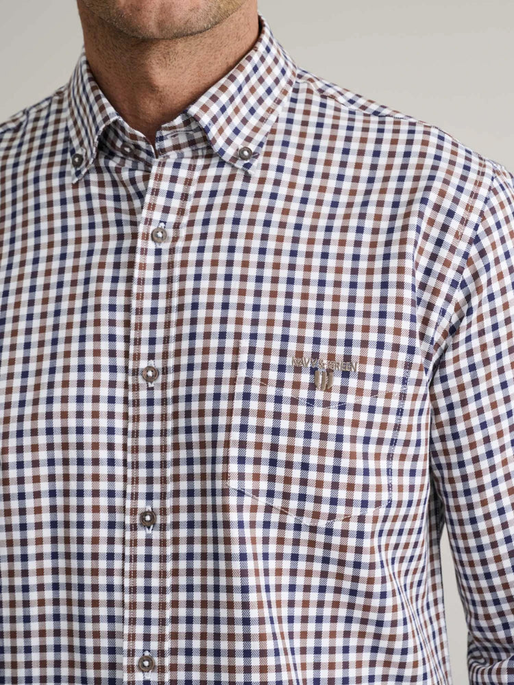 Ανδρικό πουκάμισο καρό blue/brown/white 24NG.CR113/1B | 24NG.CR113/1B