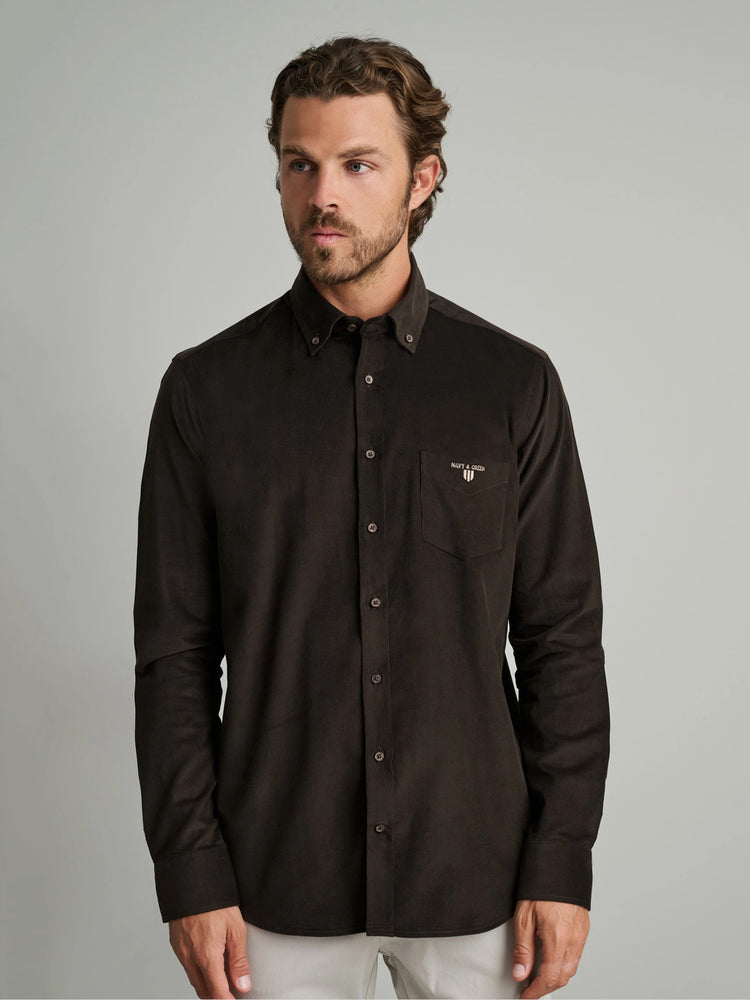 Ανδρικό πουκάμισο κοτλέ dark brown 24NG.SD146/1B.1 | 24NG.SD146/1B.1