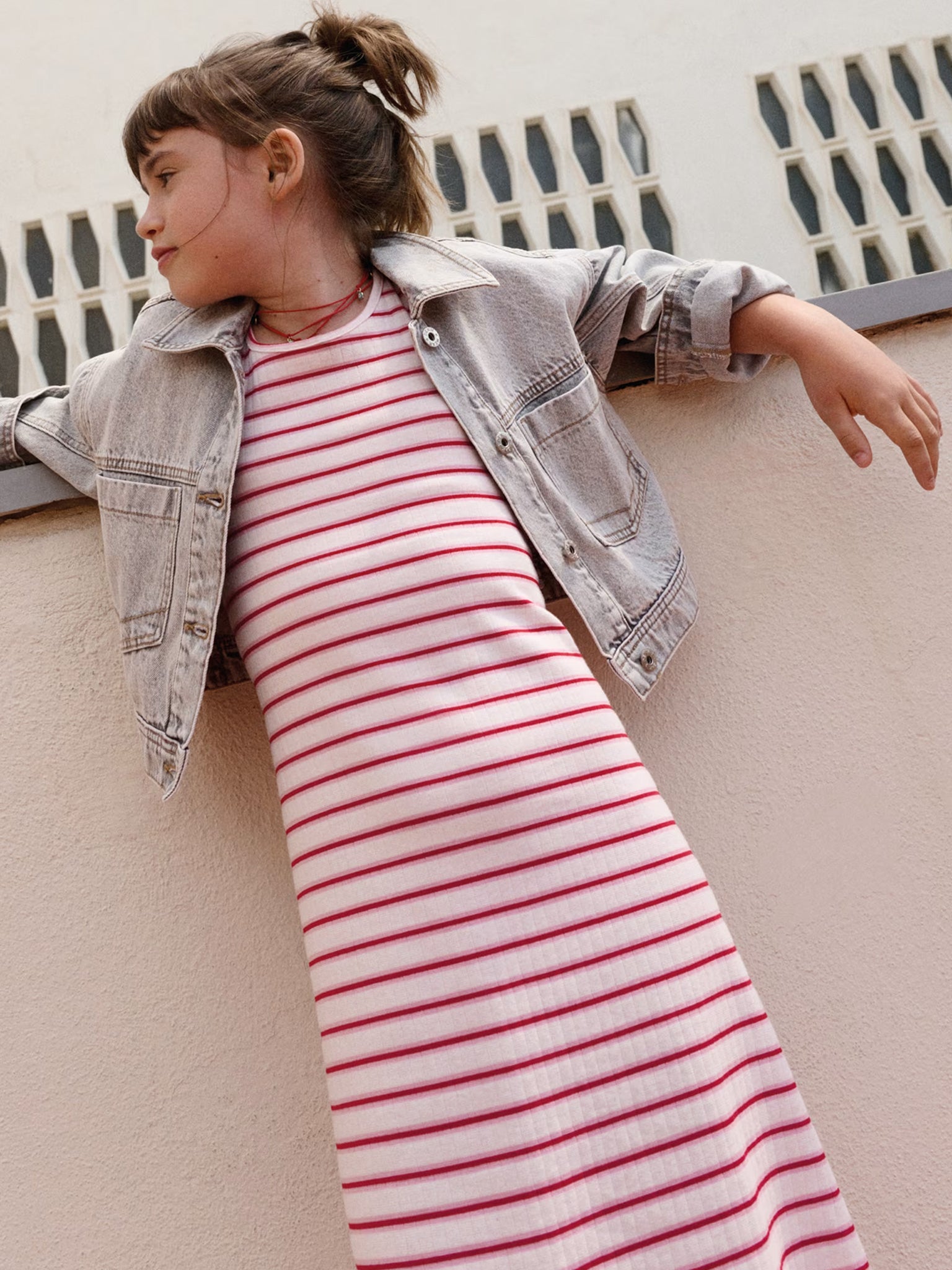 Εφηβικό φόρεμα ριγέ midi | 26-06914-076