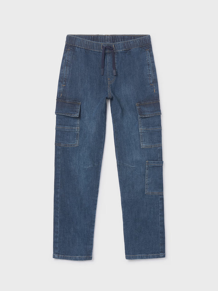 Εφηβικό παντελόνι denim cargo | 26-06570-017