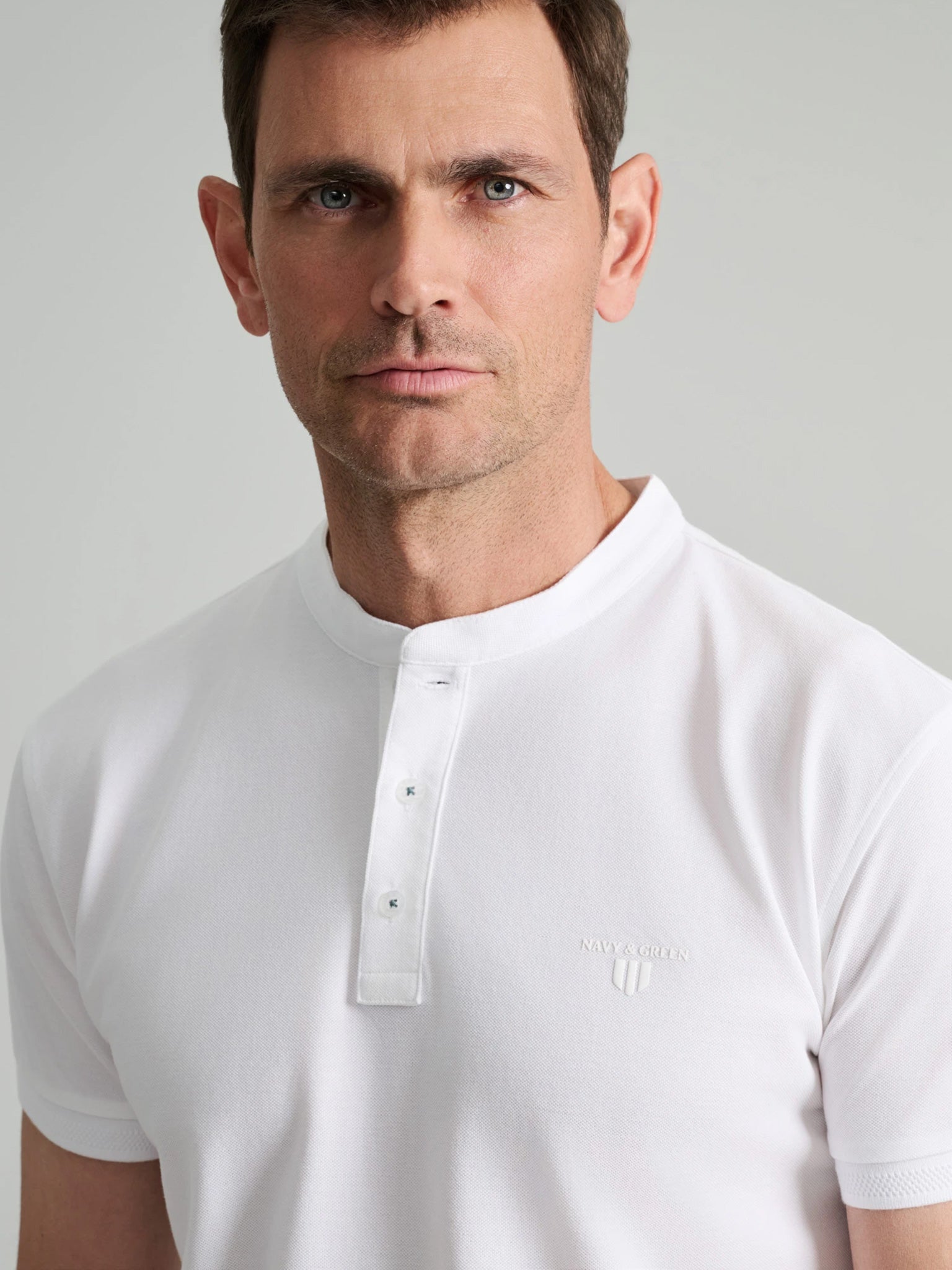 Ανδρικό polo mao γιακάς white 24GE.959/PB/YL.3 | 24GE.959/PB/YL.3