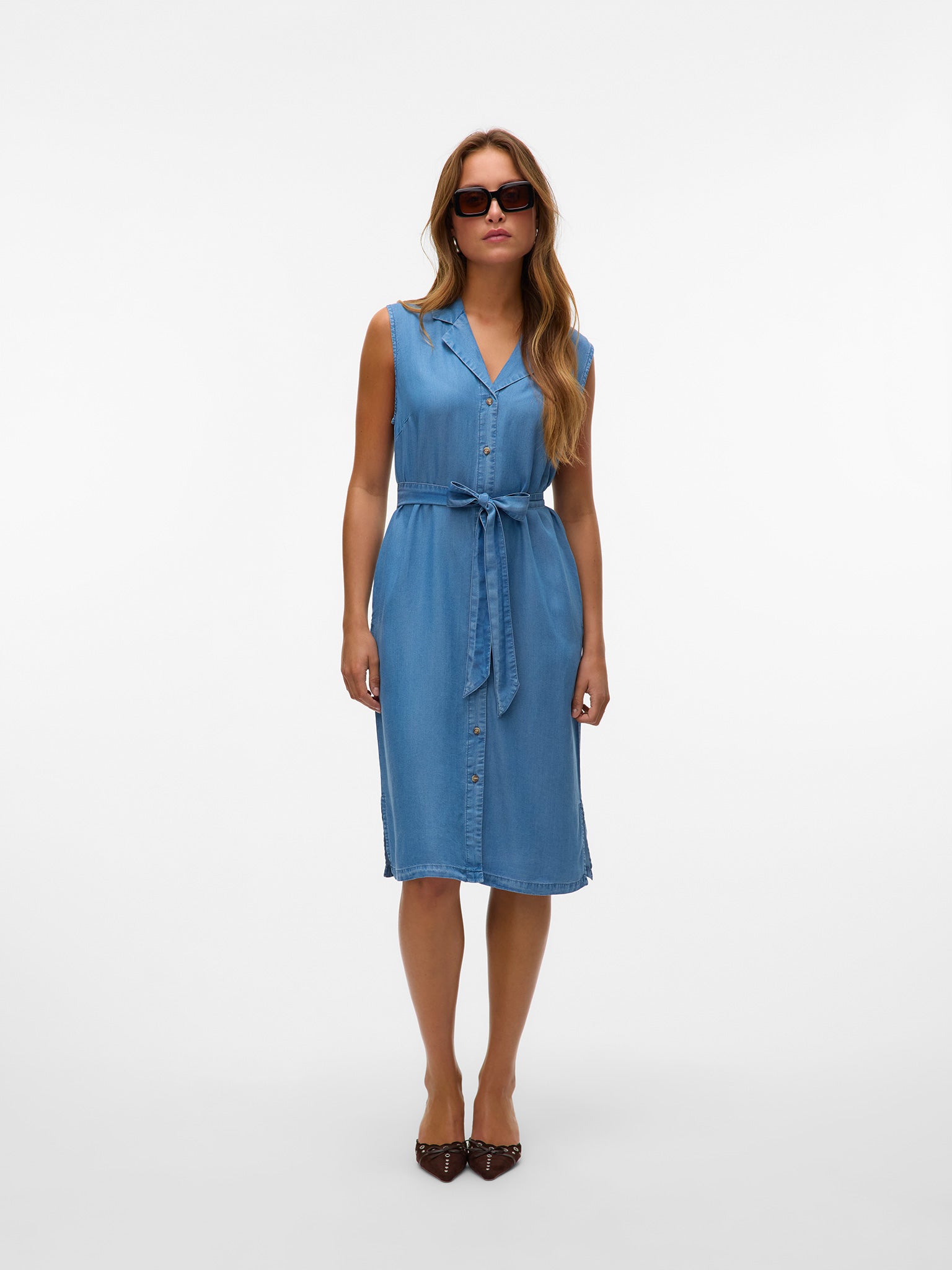 Γυναικείο φόρεμα τζιν medium blue VMBREE SL BLK SHIRT TENCEL DRESS 10304888 | 10304888