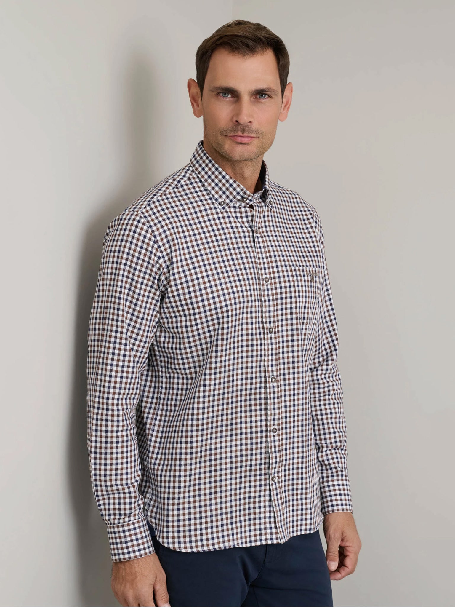 Ανδρικό πουκάμισο καρό blue/brown/white 24NG.CR113/1B | 24NG.CR113/1B