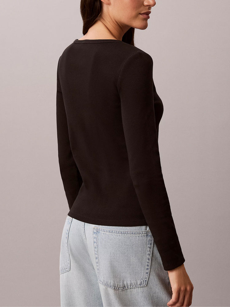 Γυναικεία μπλούζα ριπ LS WOVEN LABEL 2X2 RIB SCOOP LV047D218GUB1 | LV047D218GUB1