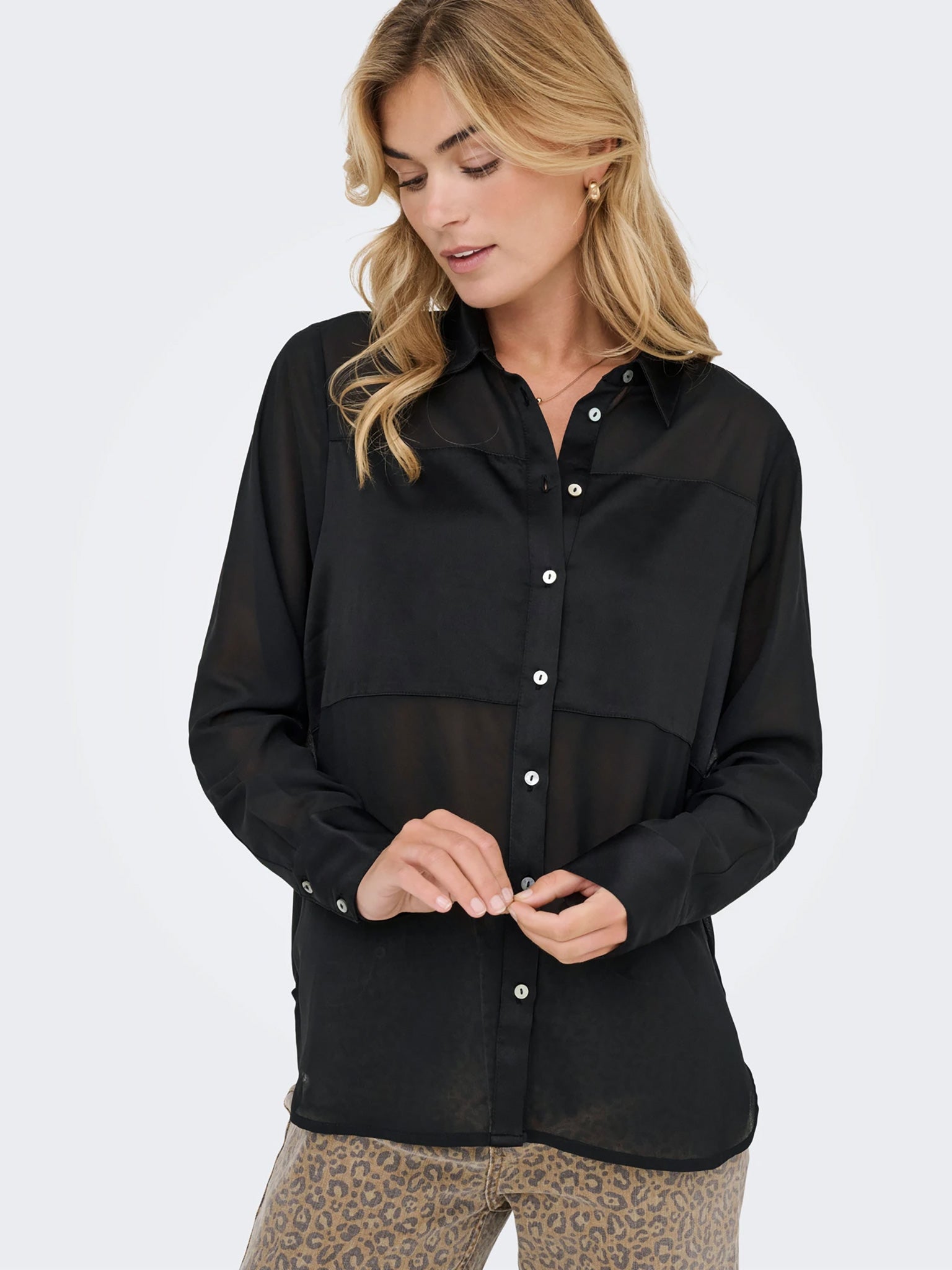 Γυναικείο πουκάμισο ημιδιάφανο ONLSTAR LIFE L/S BREEANA MIX SHIRT SOLID 15360299 | 15360299