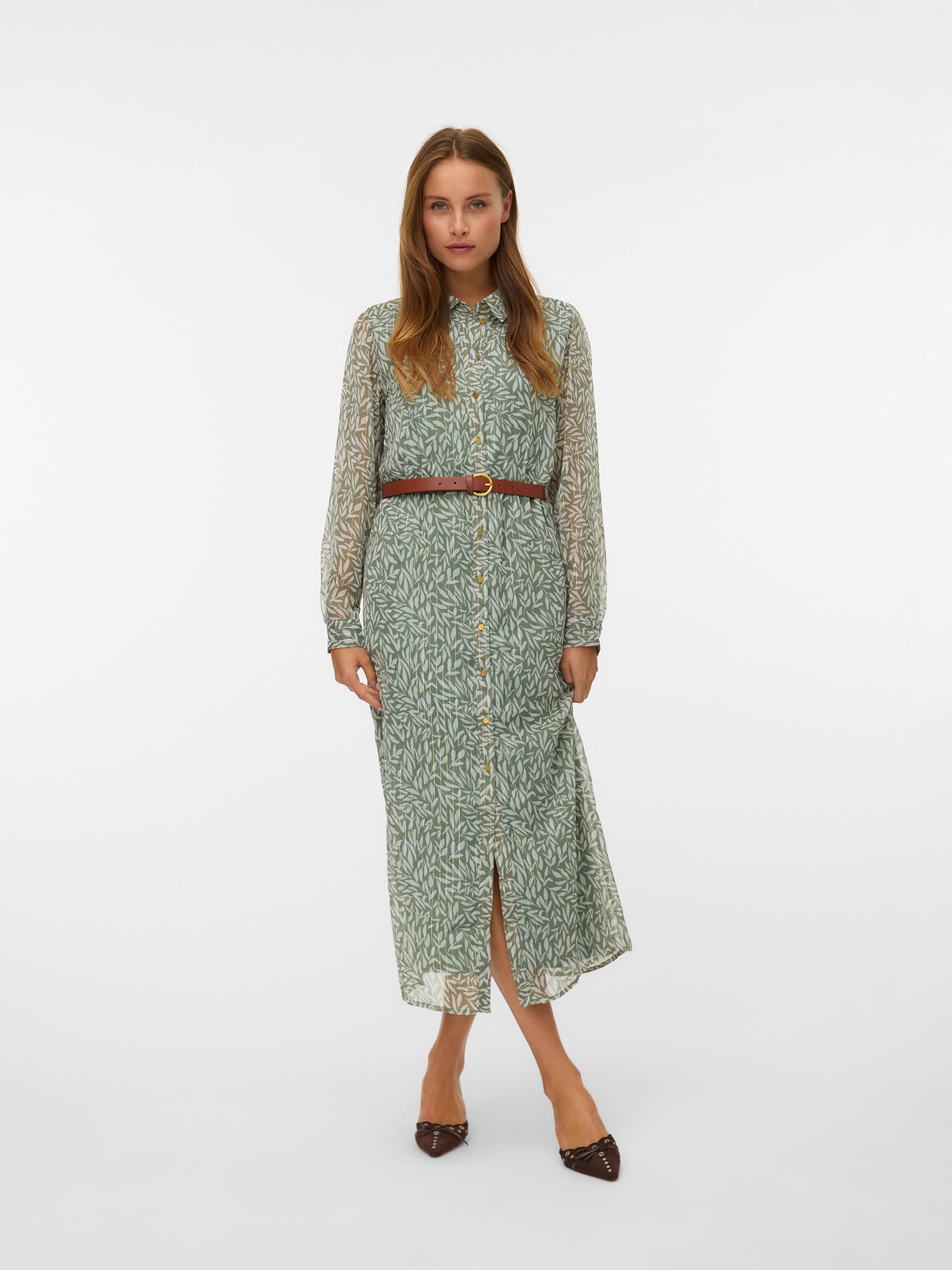 Γυναικείο φόρεμα με ζώνη VMSMILLA LUREX LS 7/8 SHIRT DRESS 10339422 | 10339422