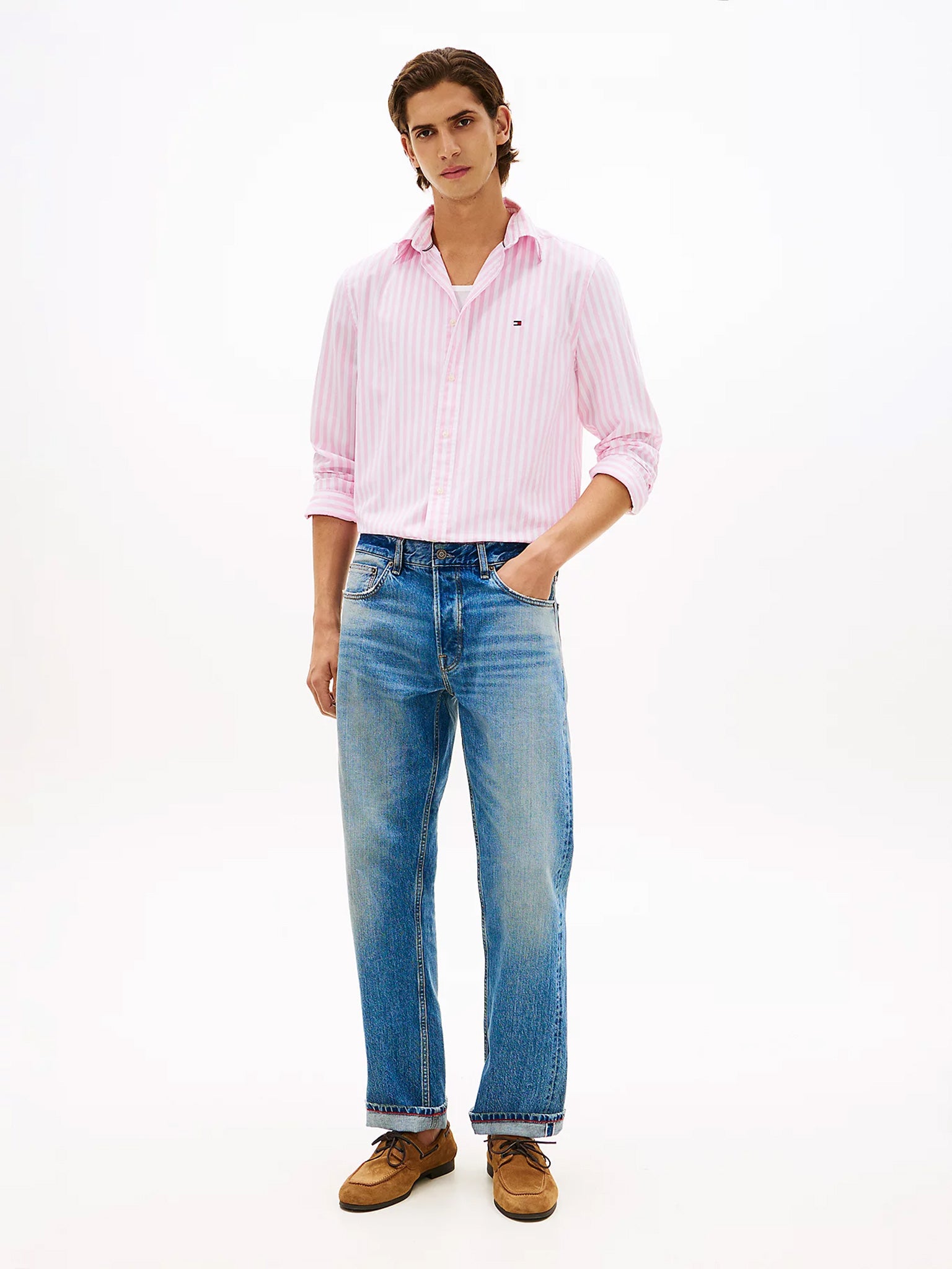 Ανδρικό πουκάμισο ριγέ FLEX POPLIN CLASSIC STP RF SHIRT MW0MW424400D1 | MW0MW424400D1