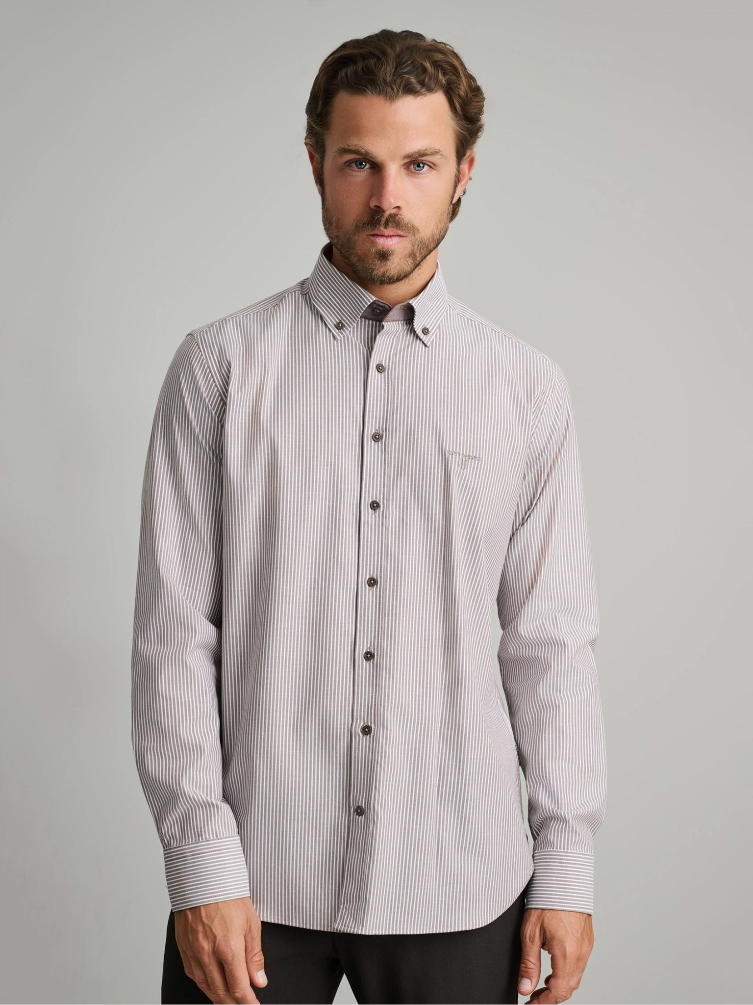 Ανδρικό πουκάμισο faded brown/white | 24NG.BX248/1B