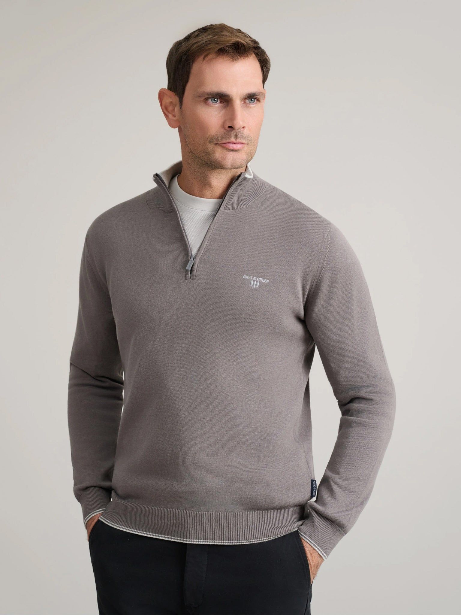 Ανδρική μπλούζα πλεκτή Warm grey 24YM.923/LZ.4 | 24YM.923/LZ.4